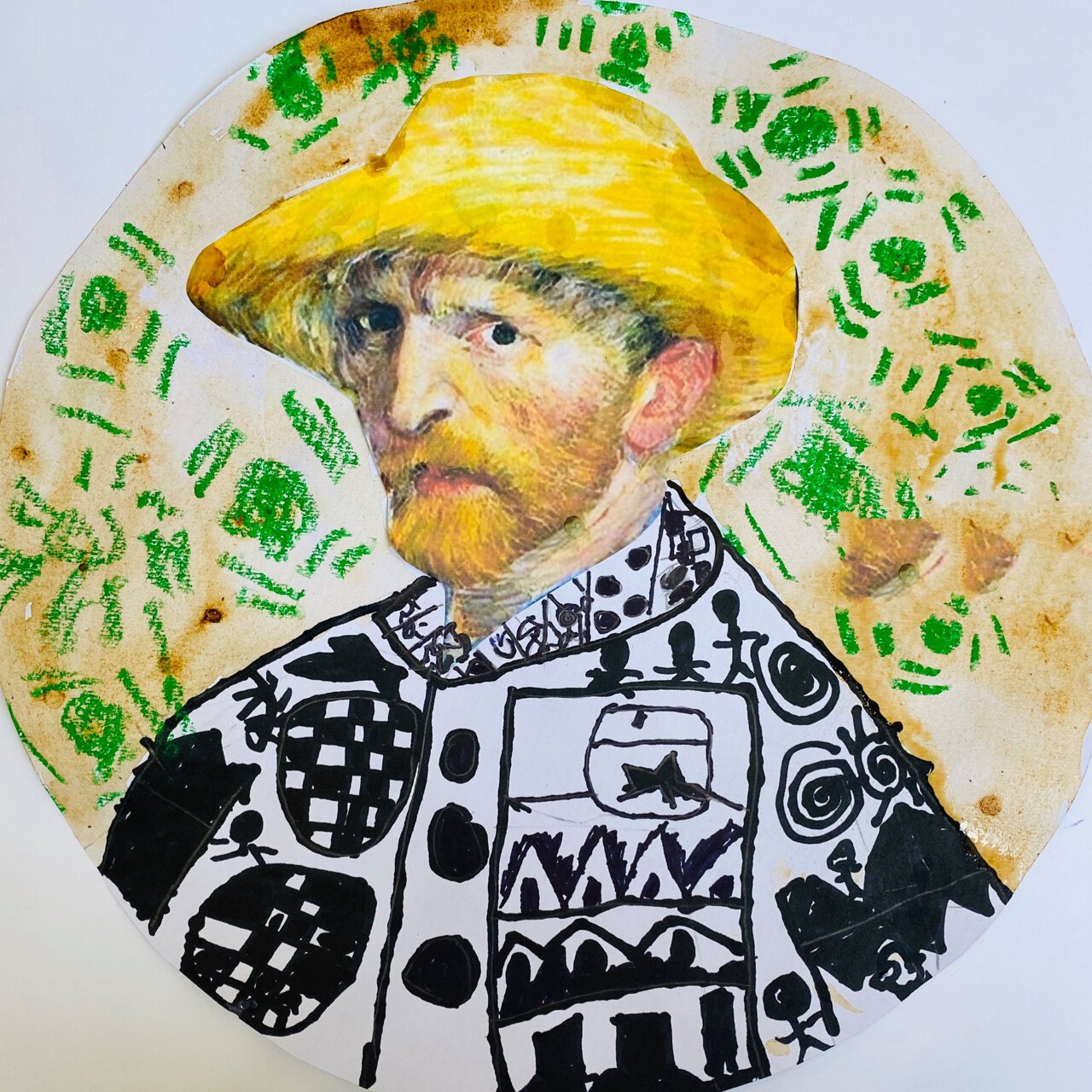 创意儿童画96《梵高自画像》|6～7岁 课题:	《梵高自画像》 目标: 1