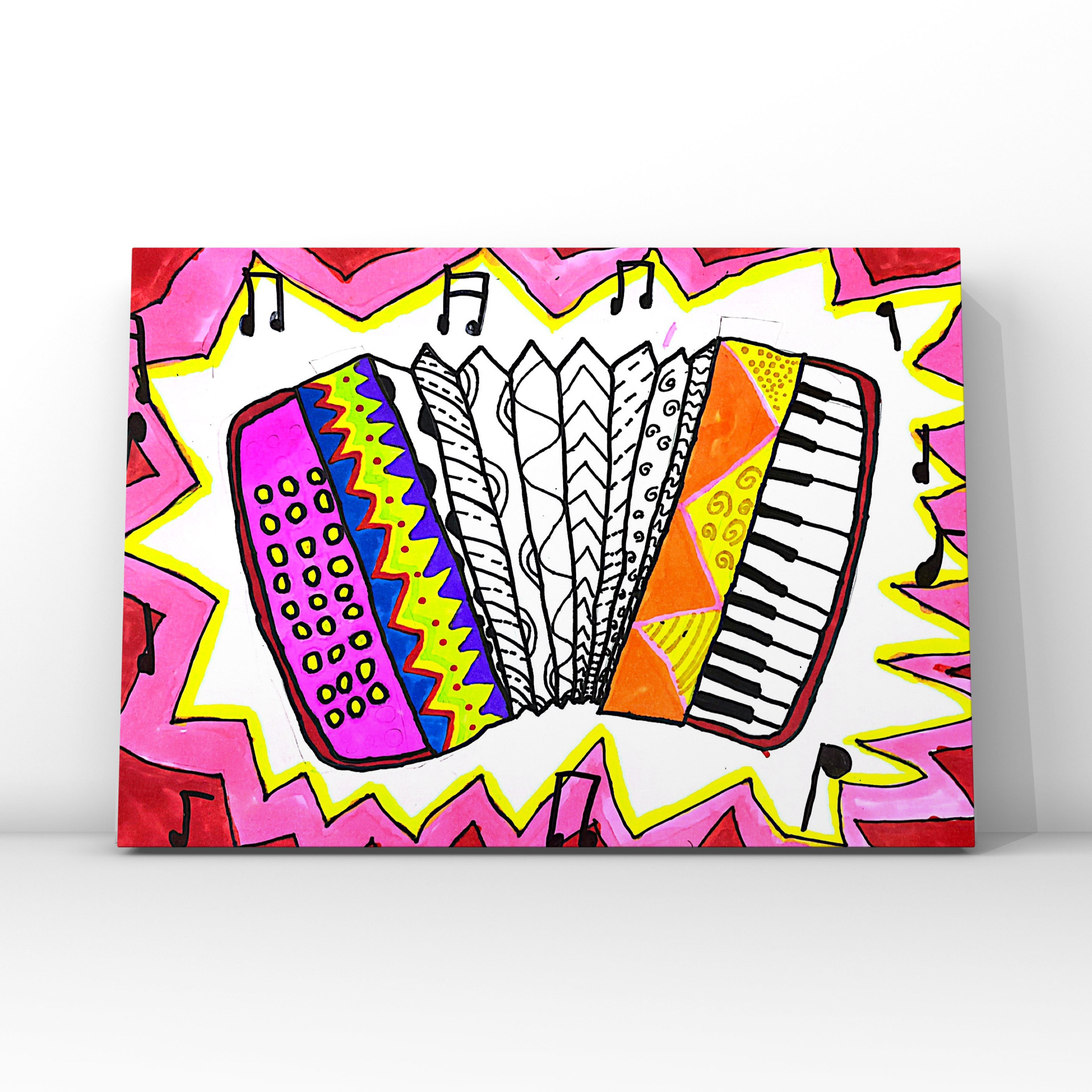 《美妙的手风琴》儿童画 创意美术