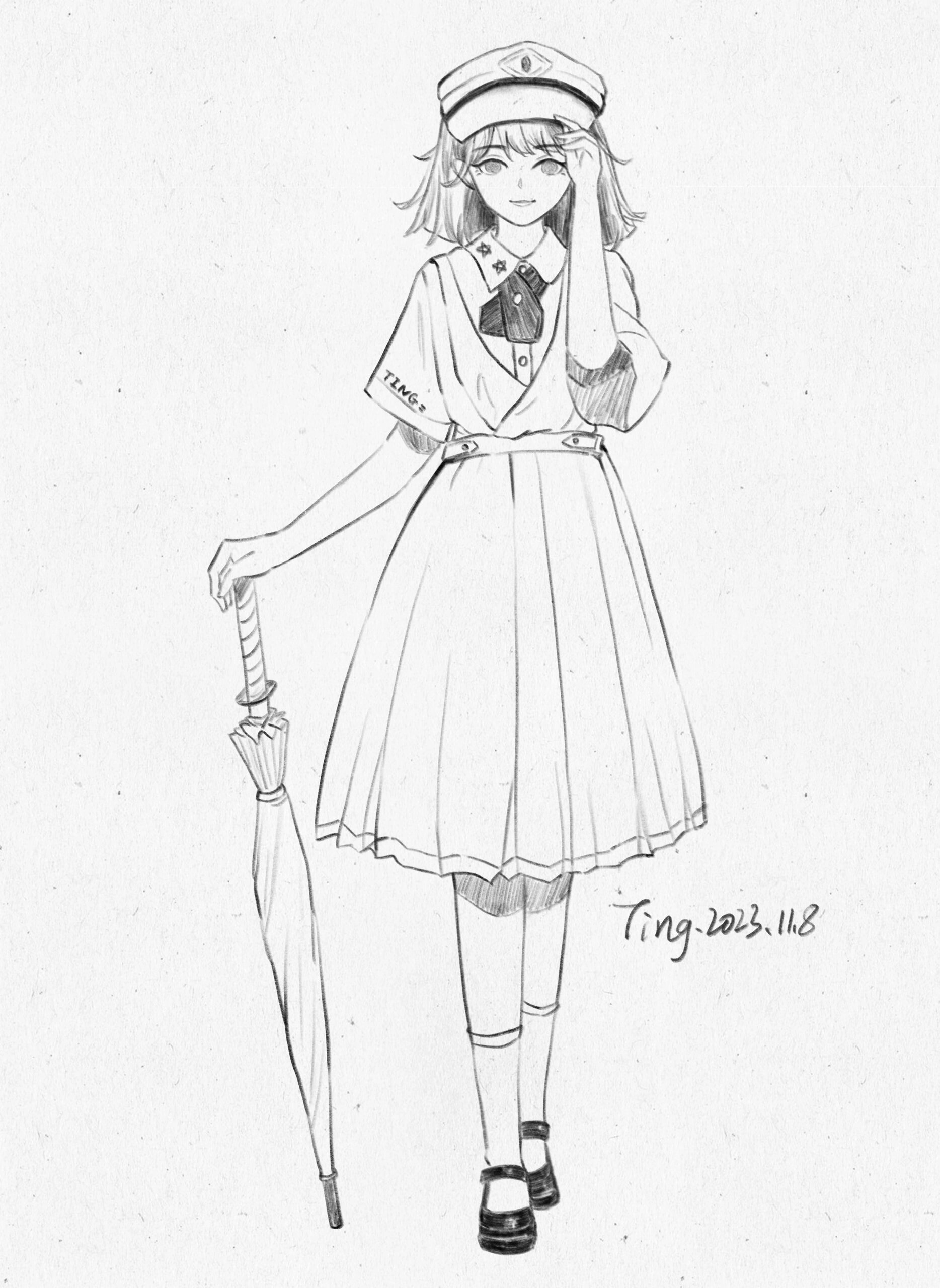 漫画少女全身速写人物练习 下班时间抽空画画,争取一天练一张