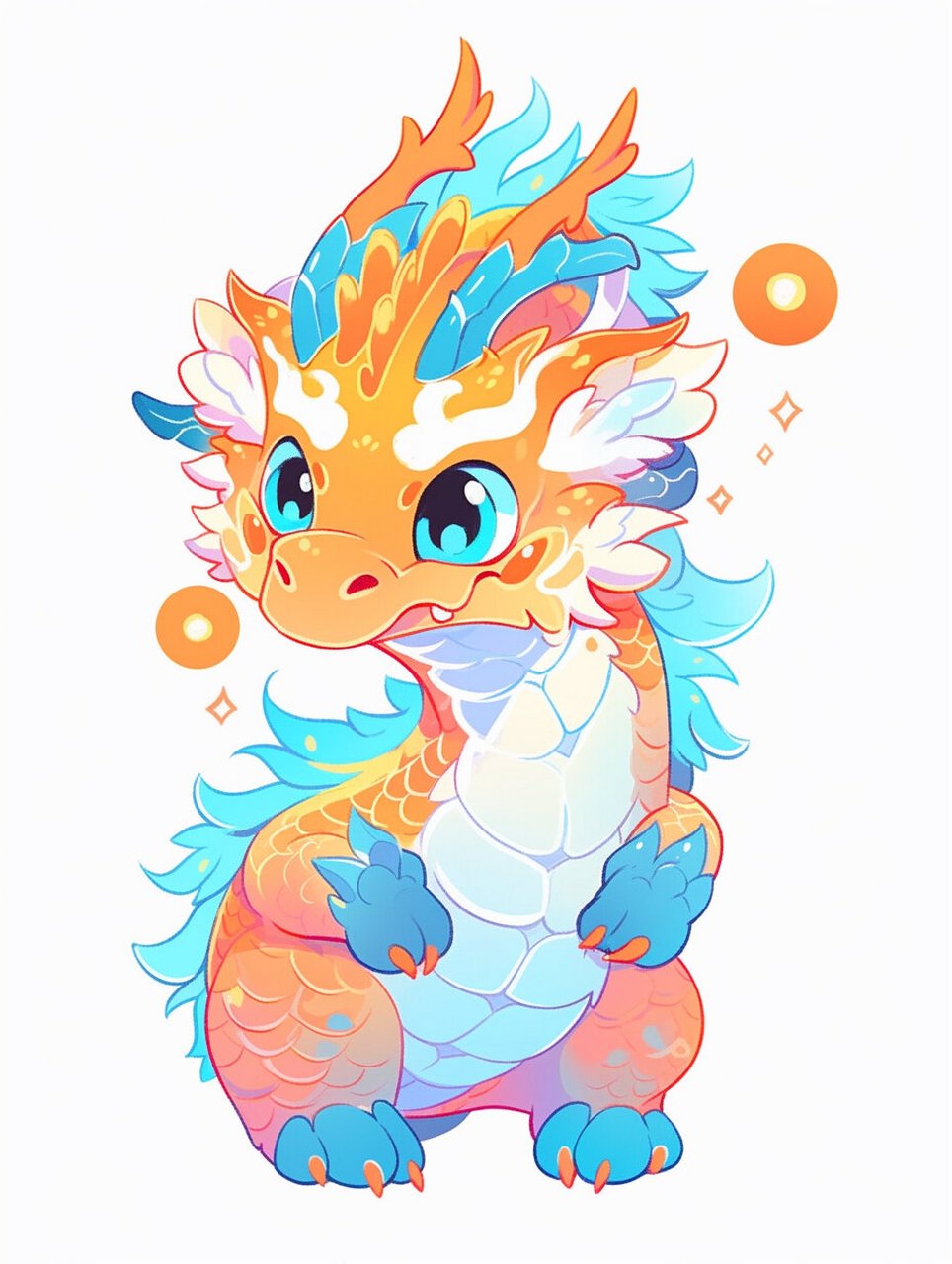 可爱小龙/龙年ip形象/卡通可爱小龙插画 魔法关键词: kawaii dragon