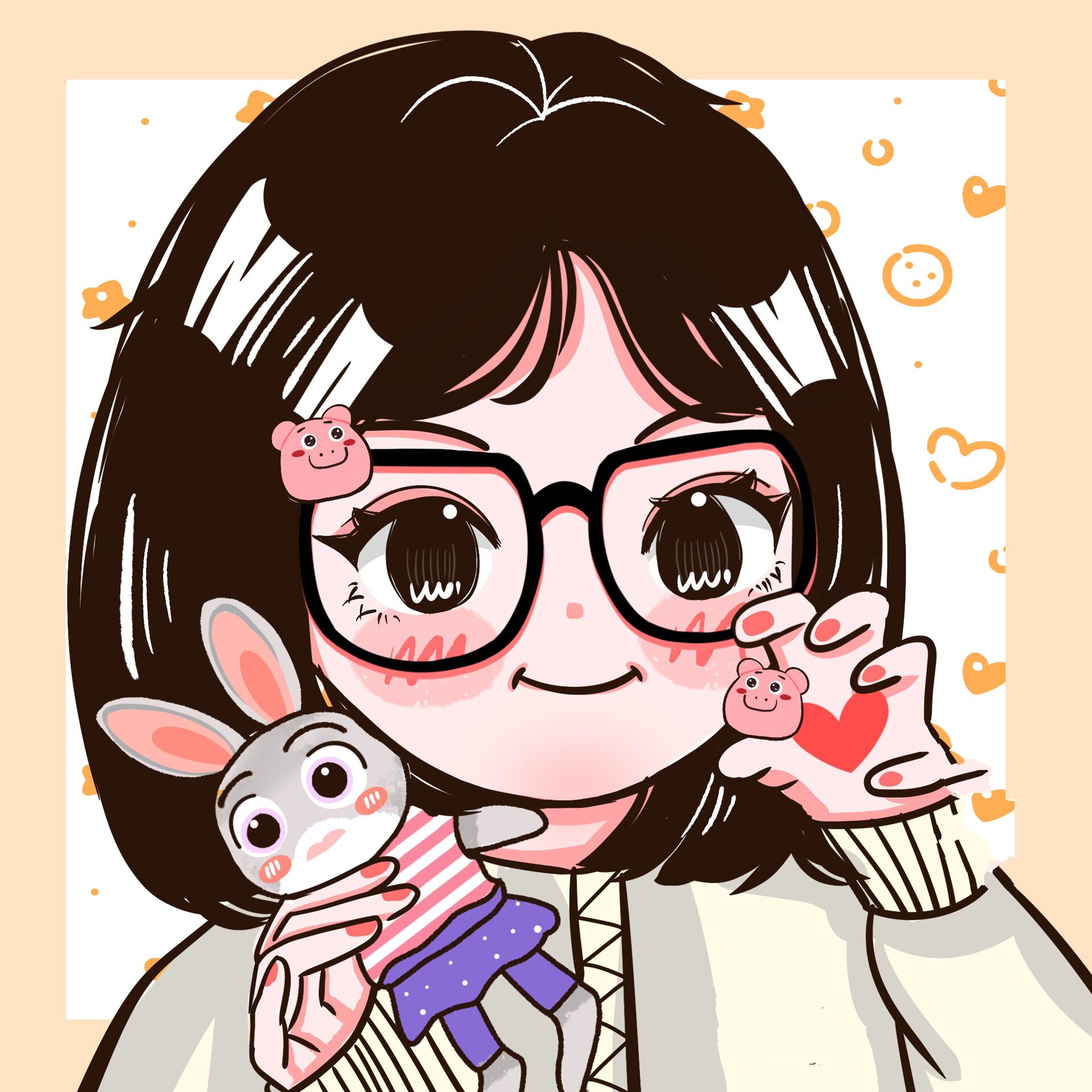 可爱眼镜女孩|凑一组闺蜜头像