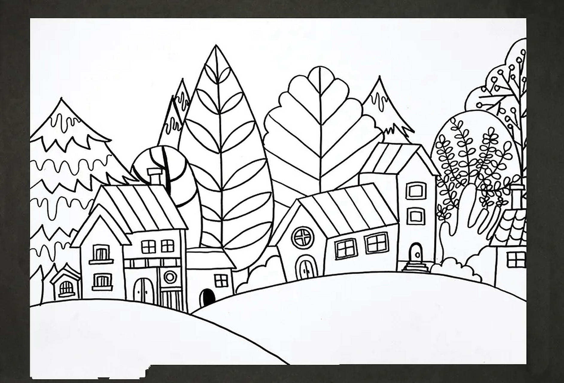 儿童画教程|诗情画意的小村庄 教学重难点 1.