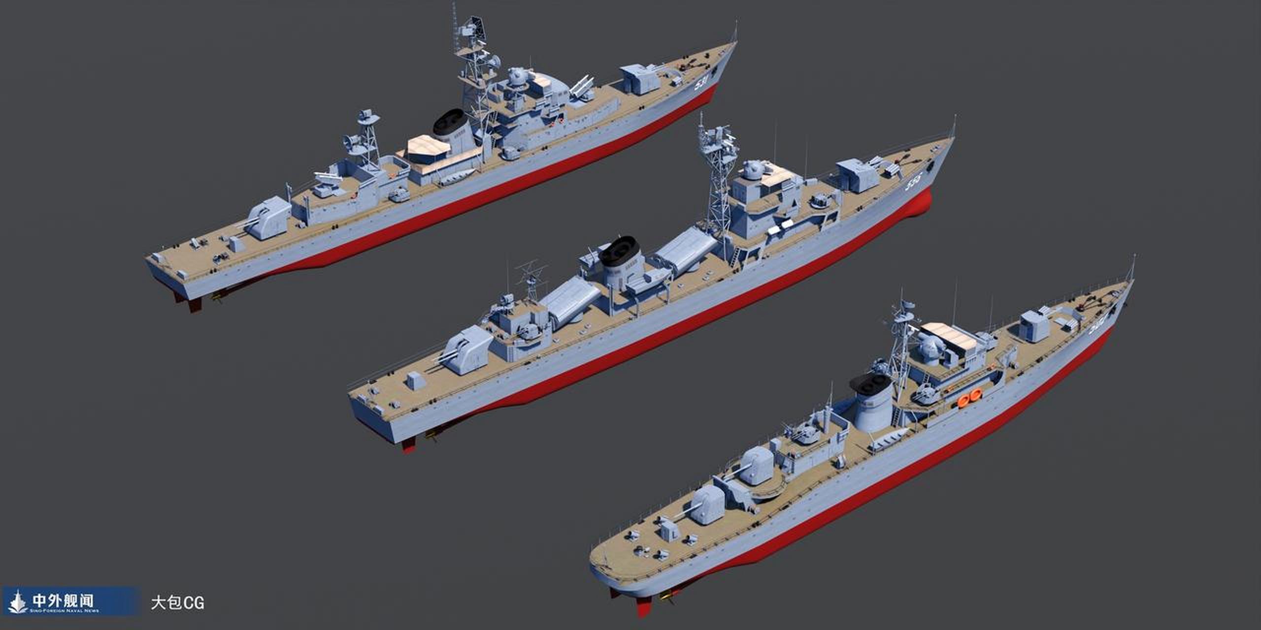英雄舰船: 502/南充舰,原存海博,零部件还在;556/湘潭舰,后转给