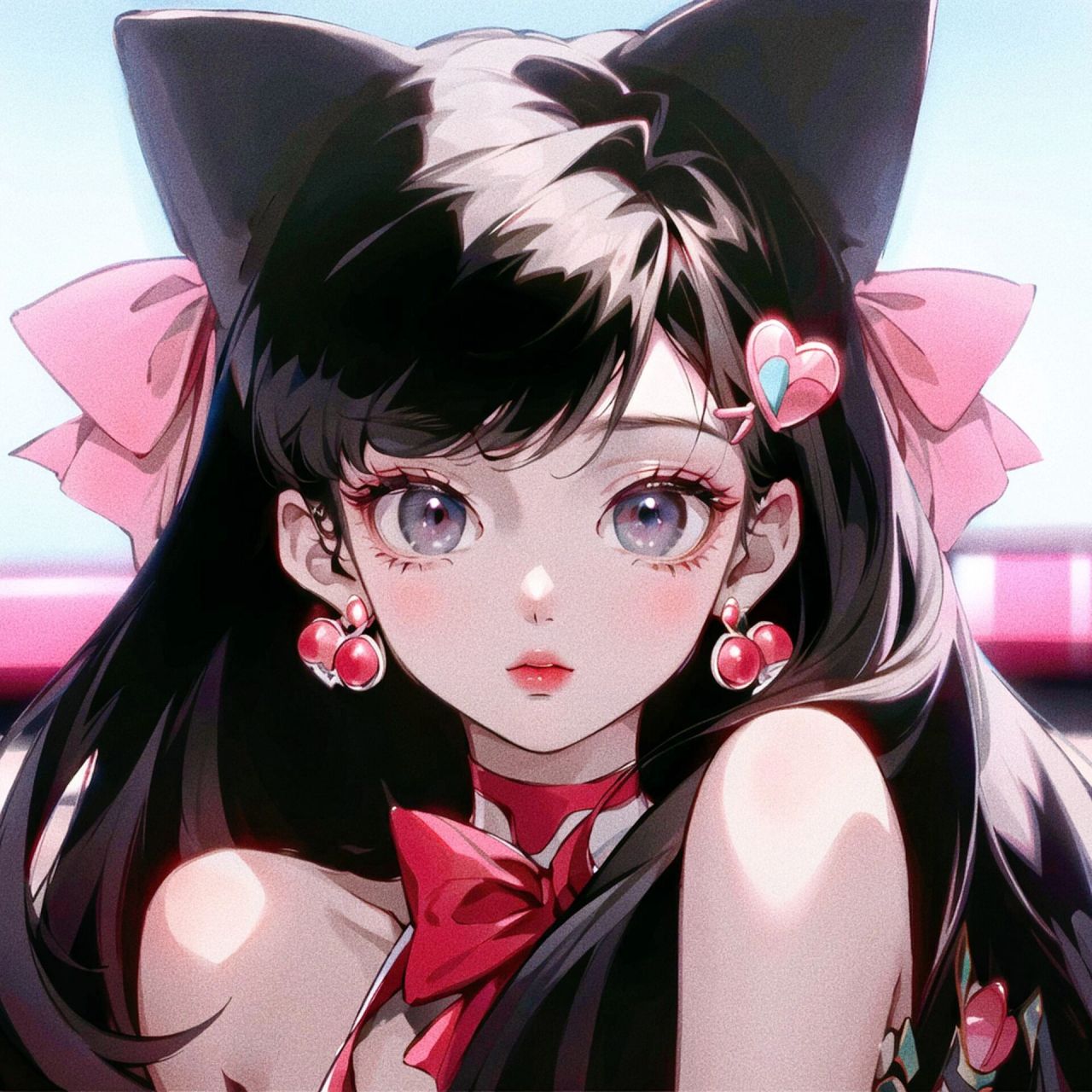 甜酷猫耳头像–旧漫画风