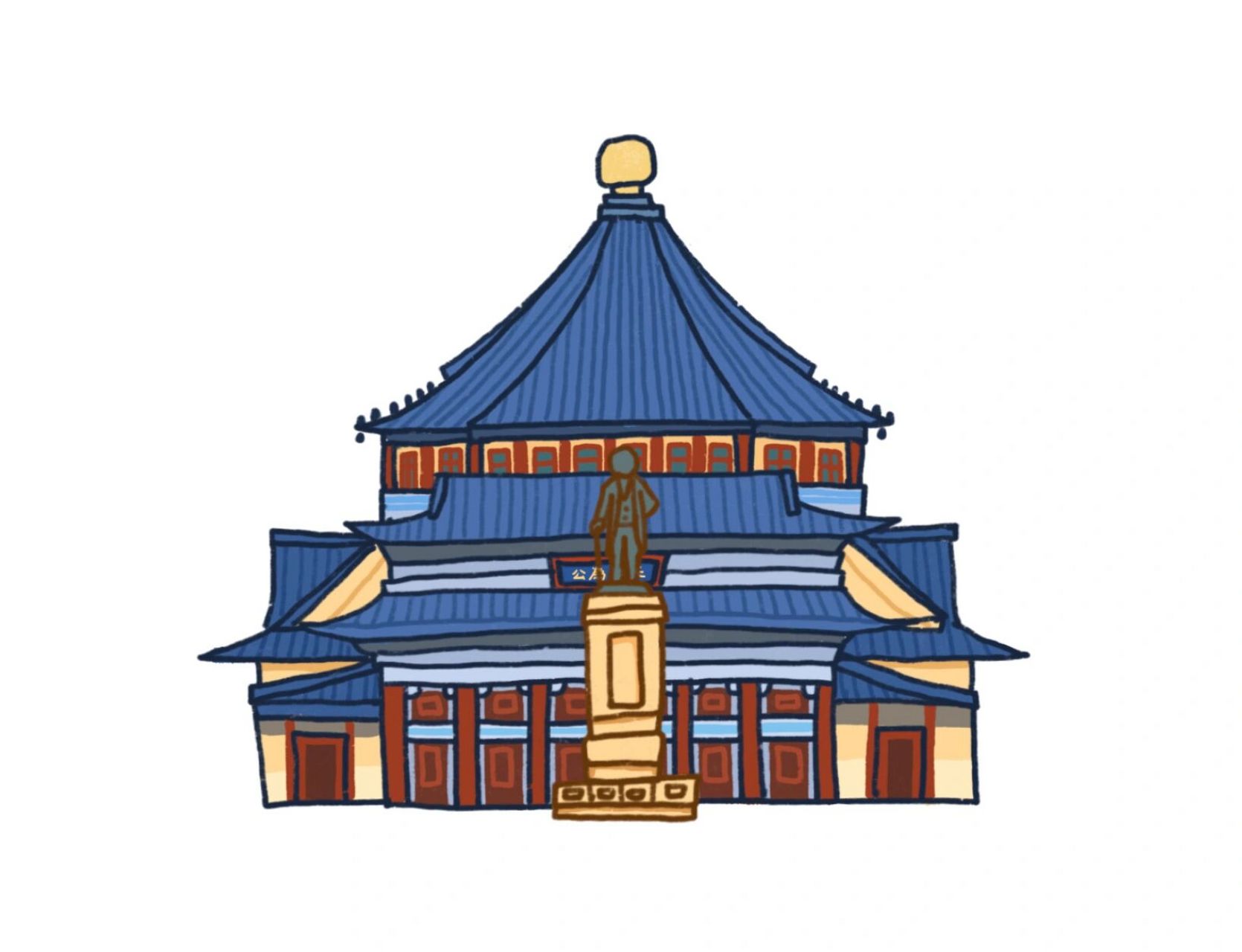 粤式建筑插画图片