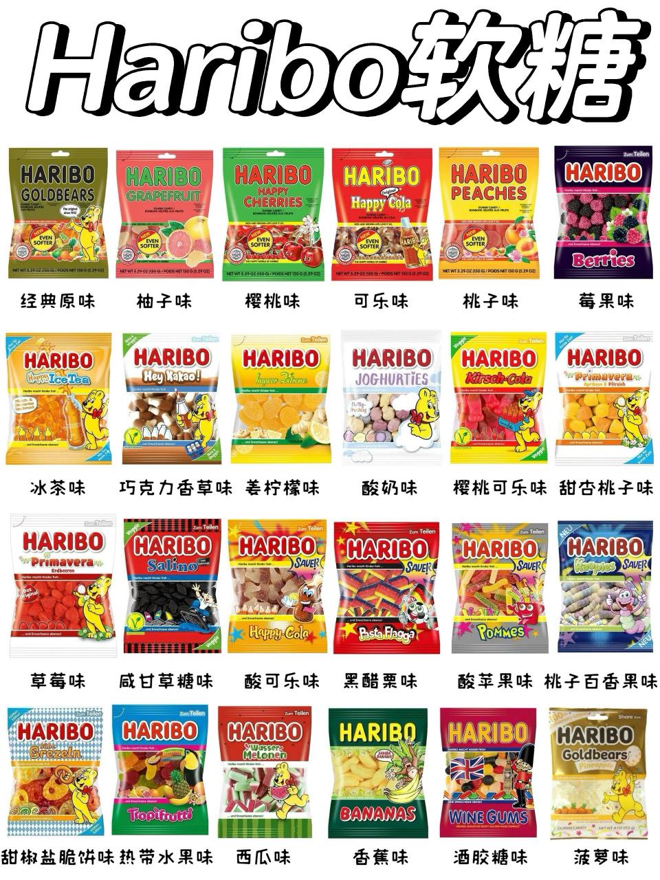 这么多口味的haribo软糖,你吃过哪些71 7415经典原味软糖