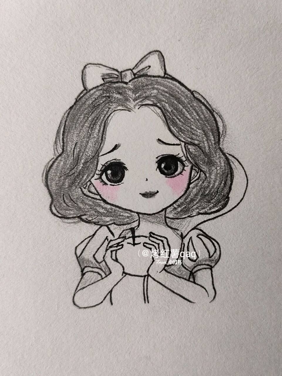 教你画白雪公主! #简笔画教程# #临摹# 原画师:阿瞳mao