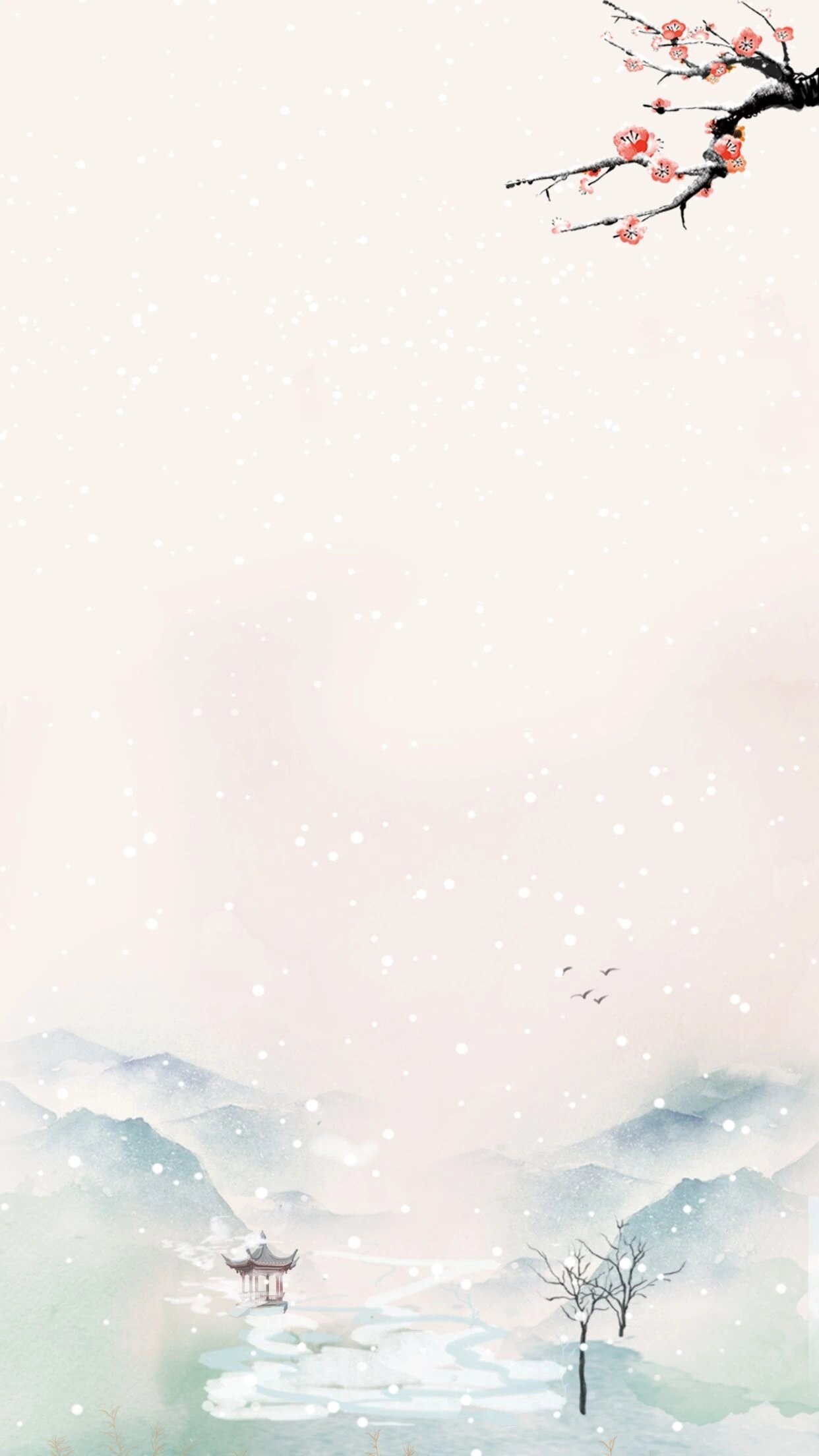 91超美小雪简约国风节气海报背景图片素材来