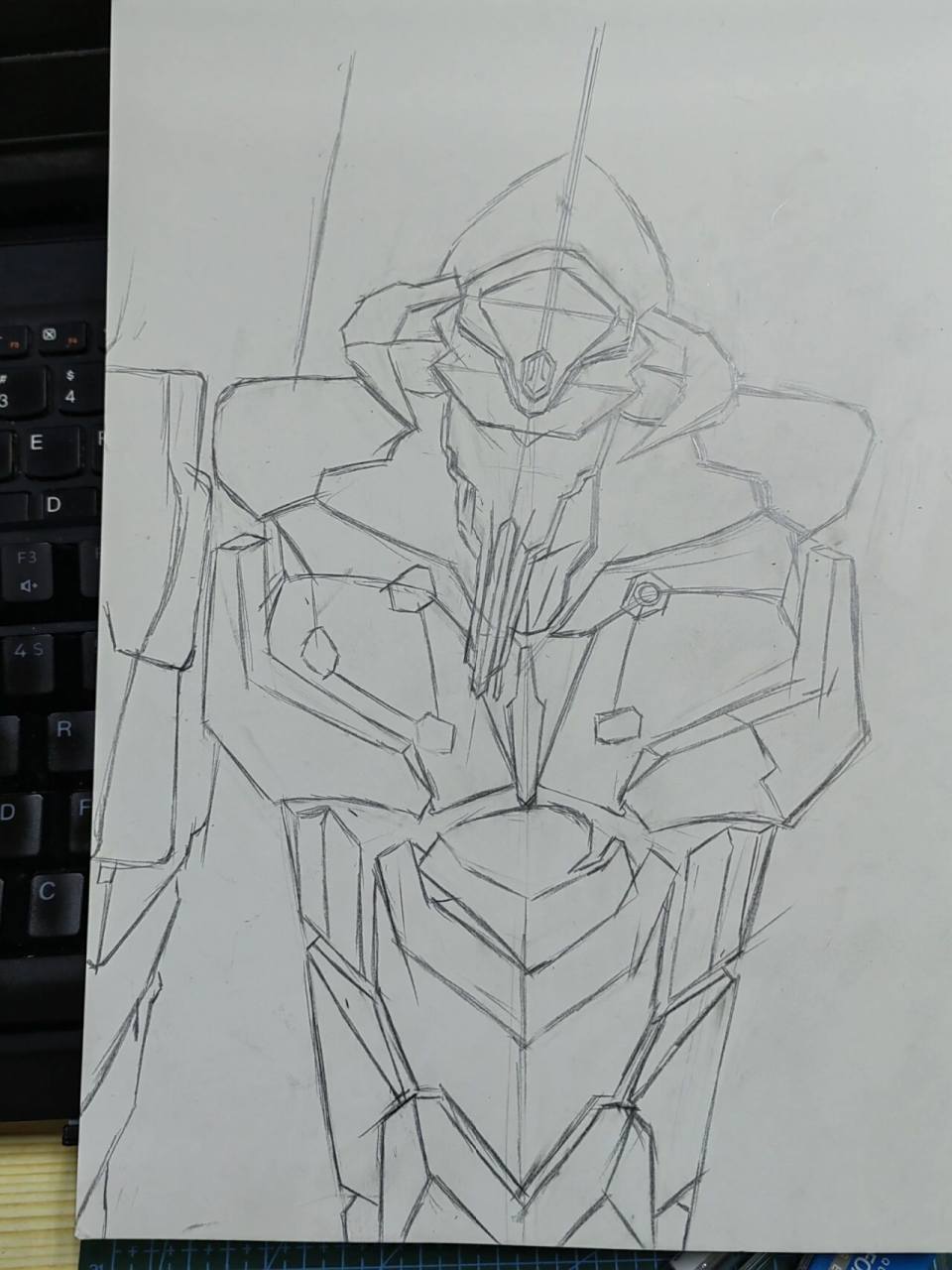 本周摸鱼～eva初号机! 临摹哒～ 本周教训,不要用针管笔画铜版纸!