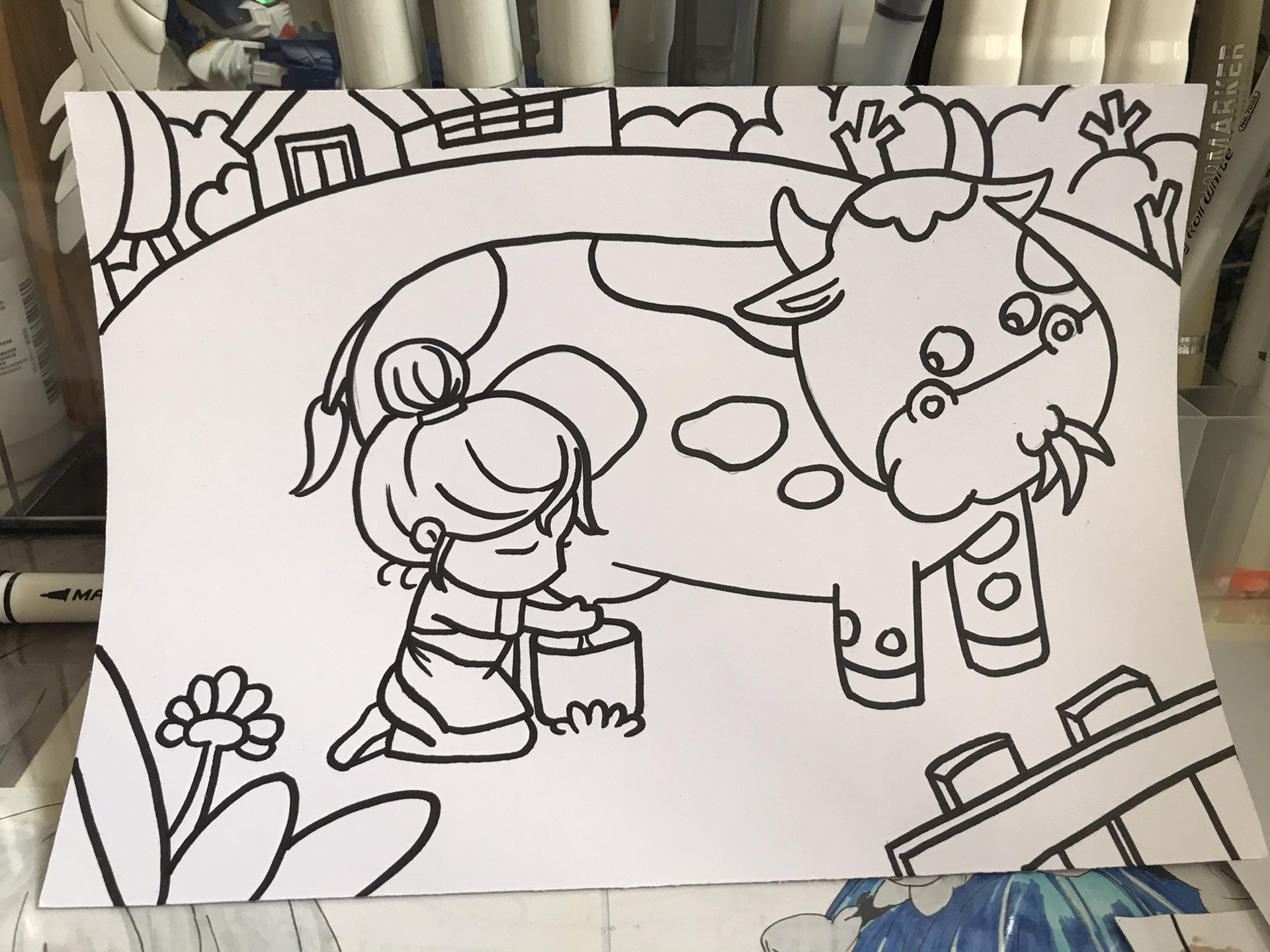 儿童画(挤牛奶