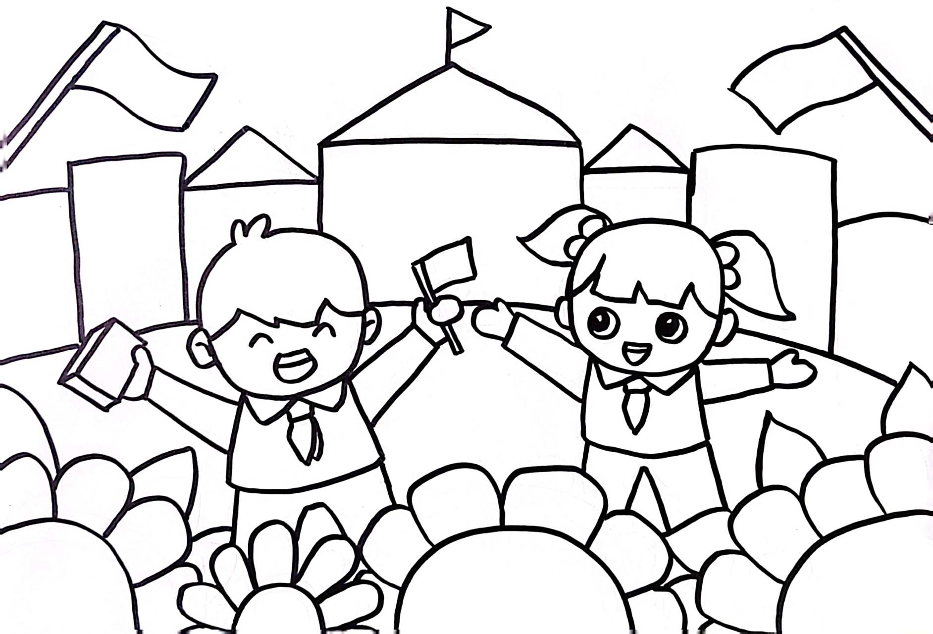 校园主题儿童画/手绘3/100 书香校园,美丽校园主题比赛