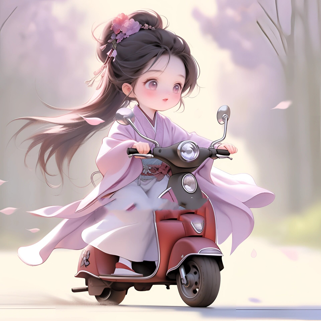 萌版古风头像/骑着我心爱的小摩托车 骑上我的野摩托,带你去看日不落.