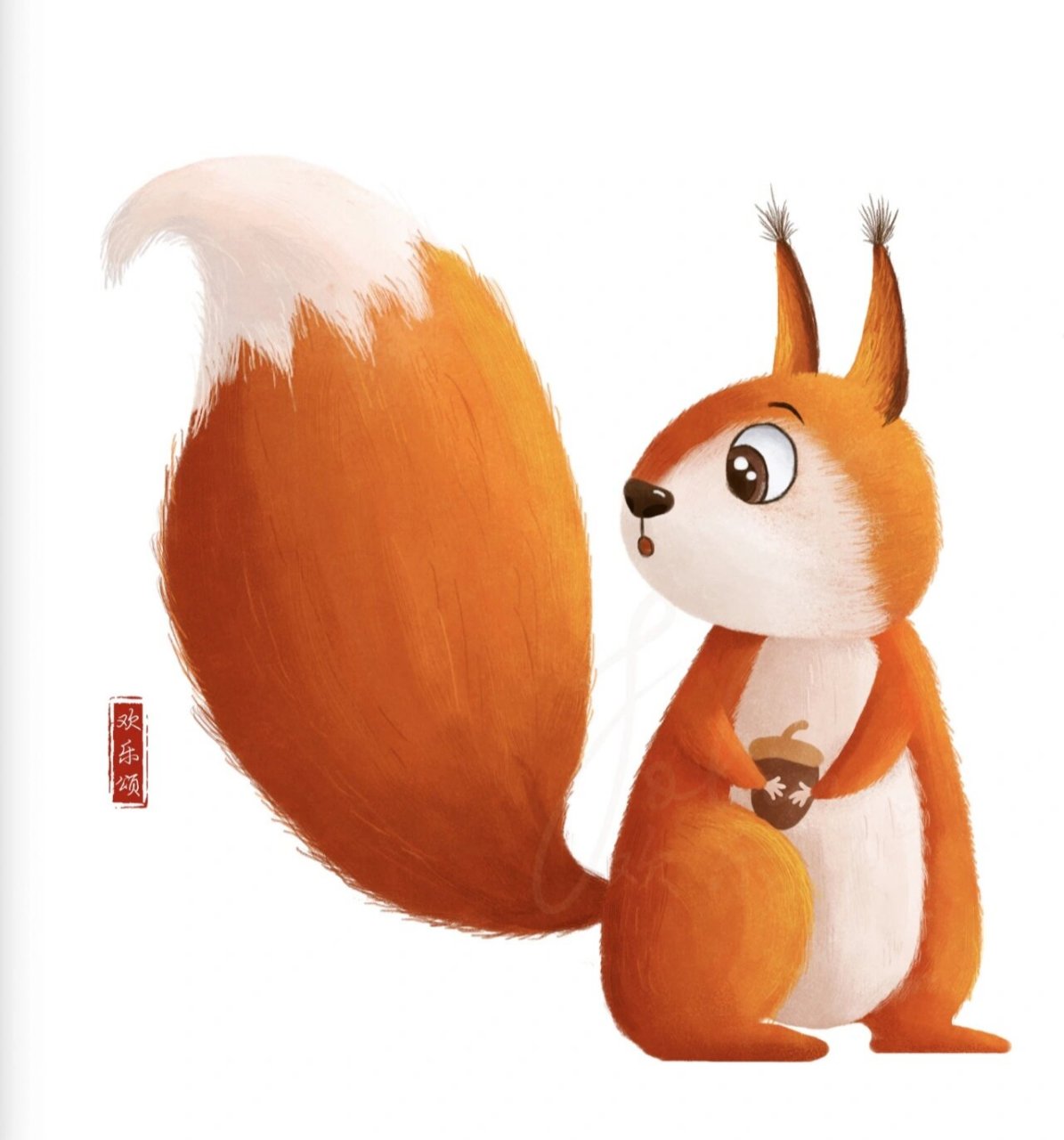 原创|动物插画 小松鼠 上色过程 原创小动物造型,画了一只可爱的小