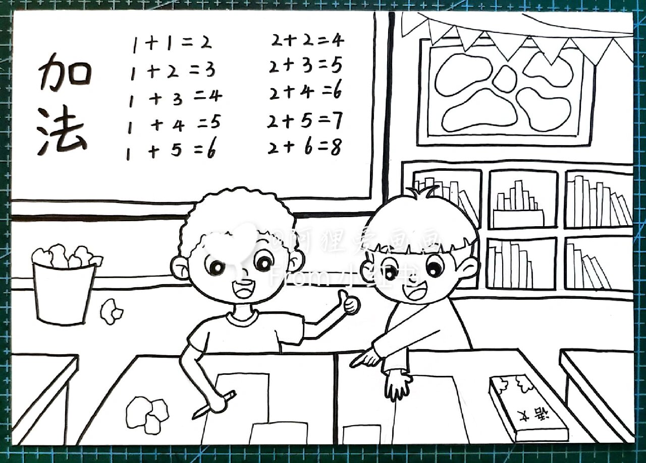 儿童画,创意画《上课啦》《教室》《同学