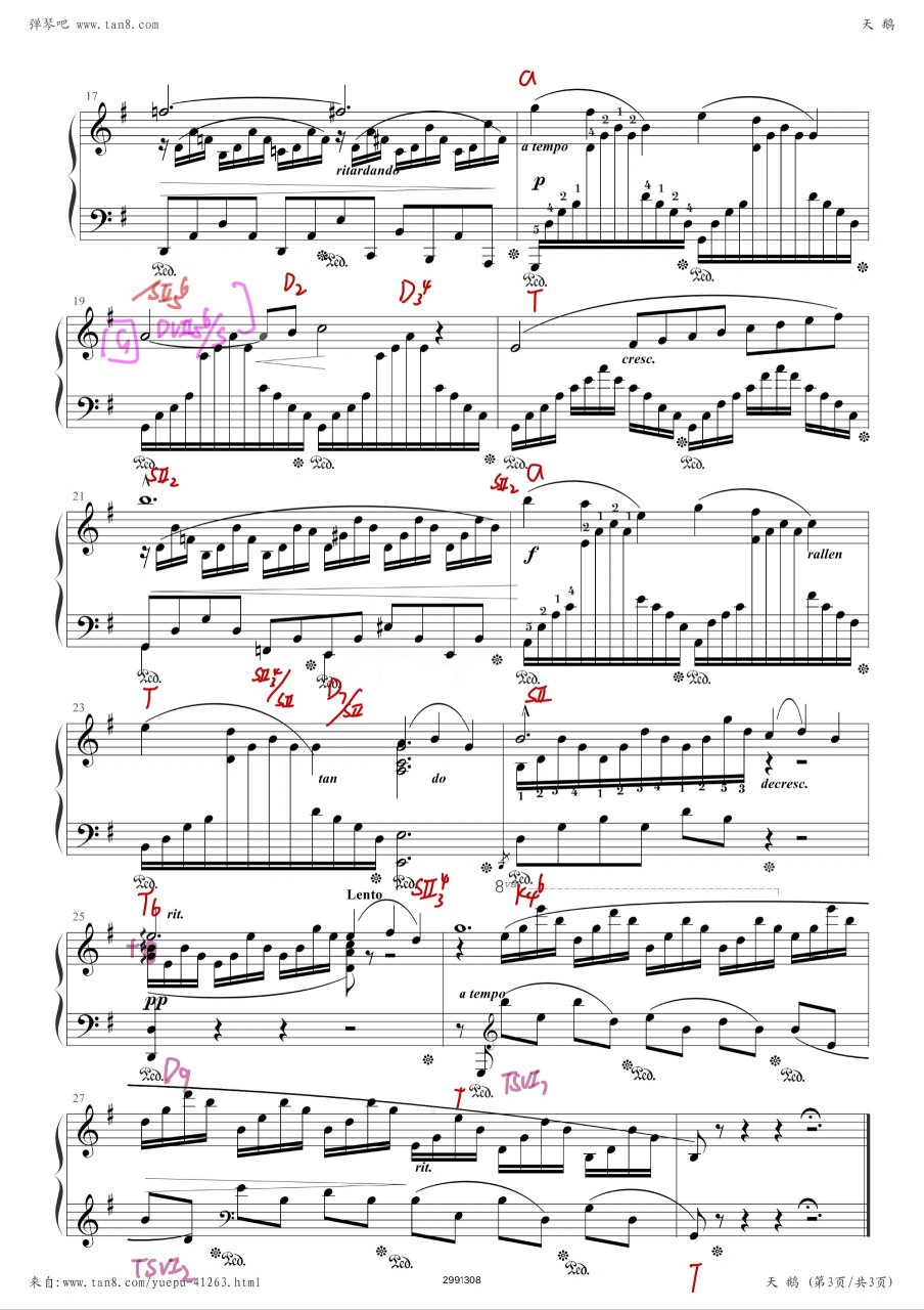 圣桑"天鹅"曲式分析报告77和声分析 一,曲式结构 再现单三,主调是g