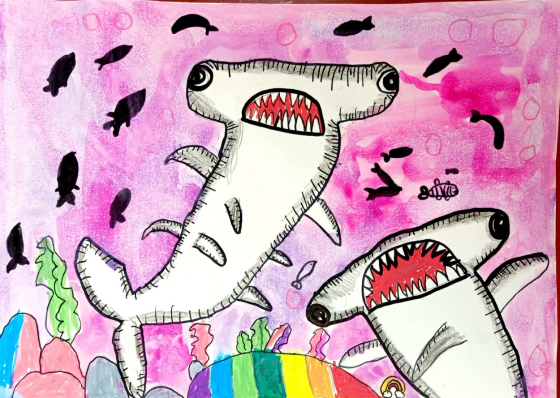 创意儿童画《锤头鲨》 1
