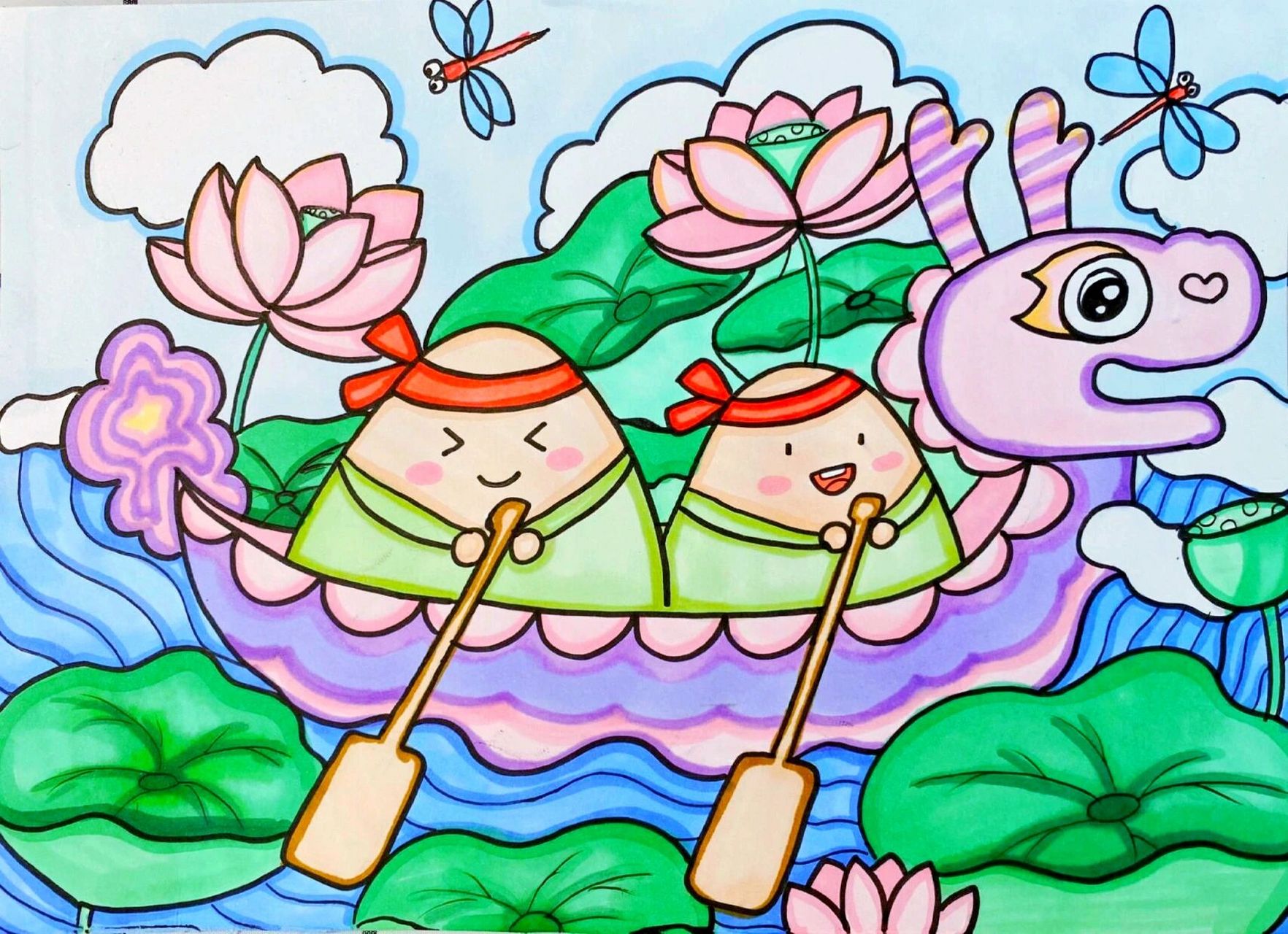 00儿童画|《端午节》《赛龙舟》 93端午节,吃粽子,赛龙舟!