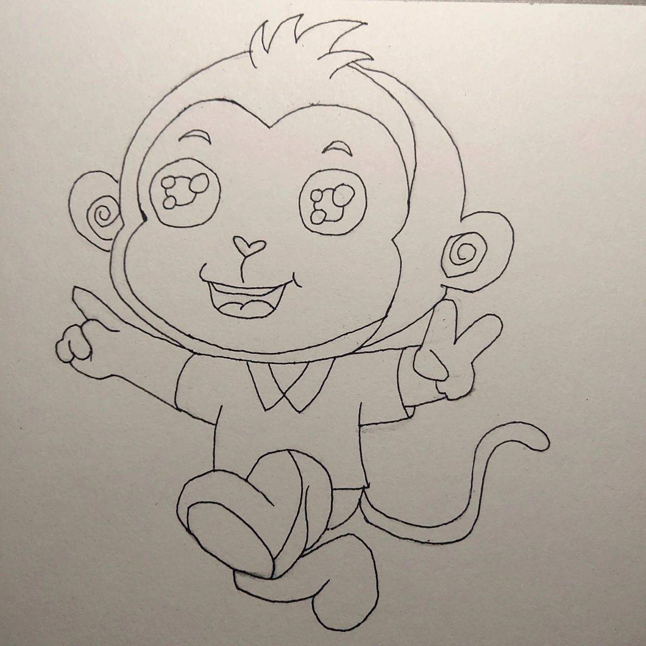 94:猴子97,简笔画教程[挤眼] 94:猴子97,简笔画教程