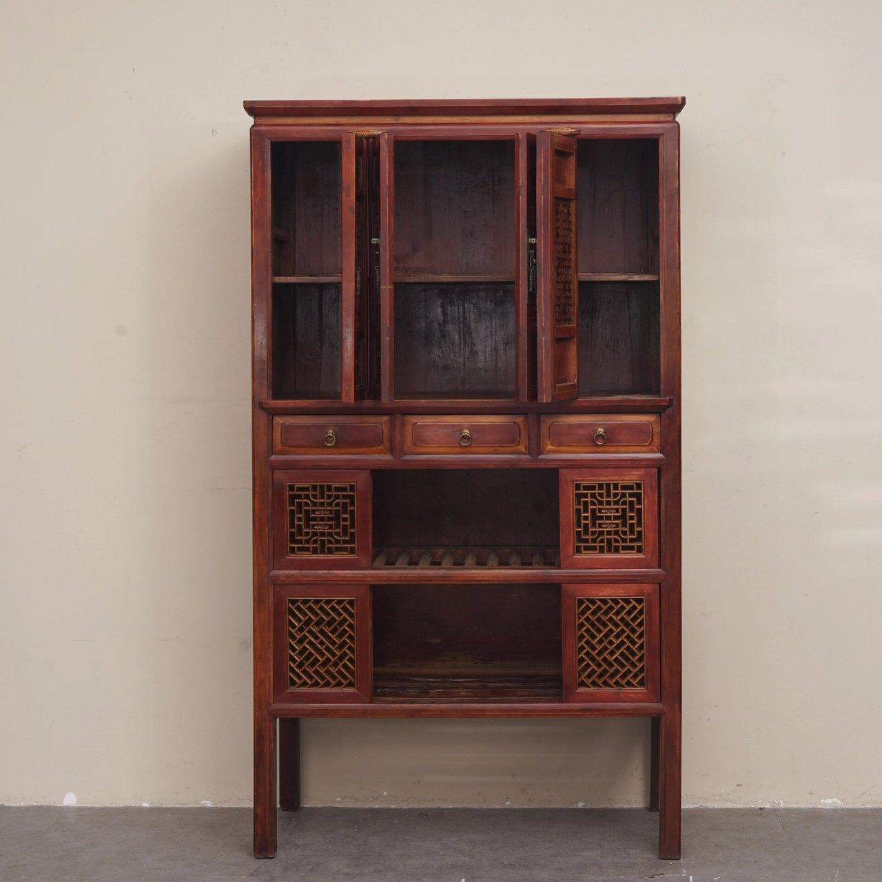 晚清楸木老茶柜老碗柜老橱柜古董老家具收藏 清晚期的老老橱柜 雕工