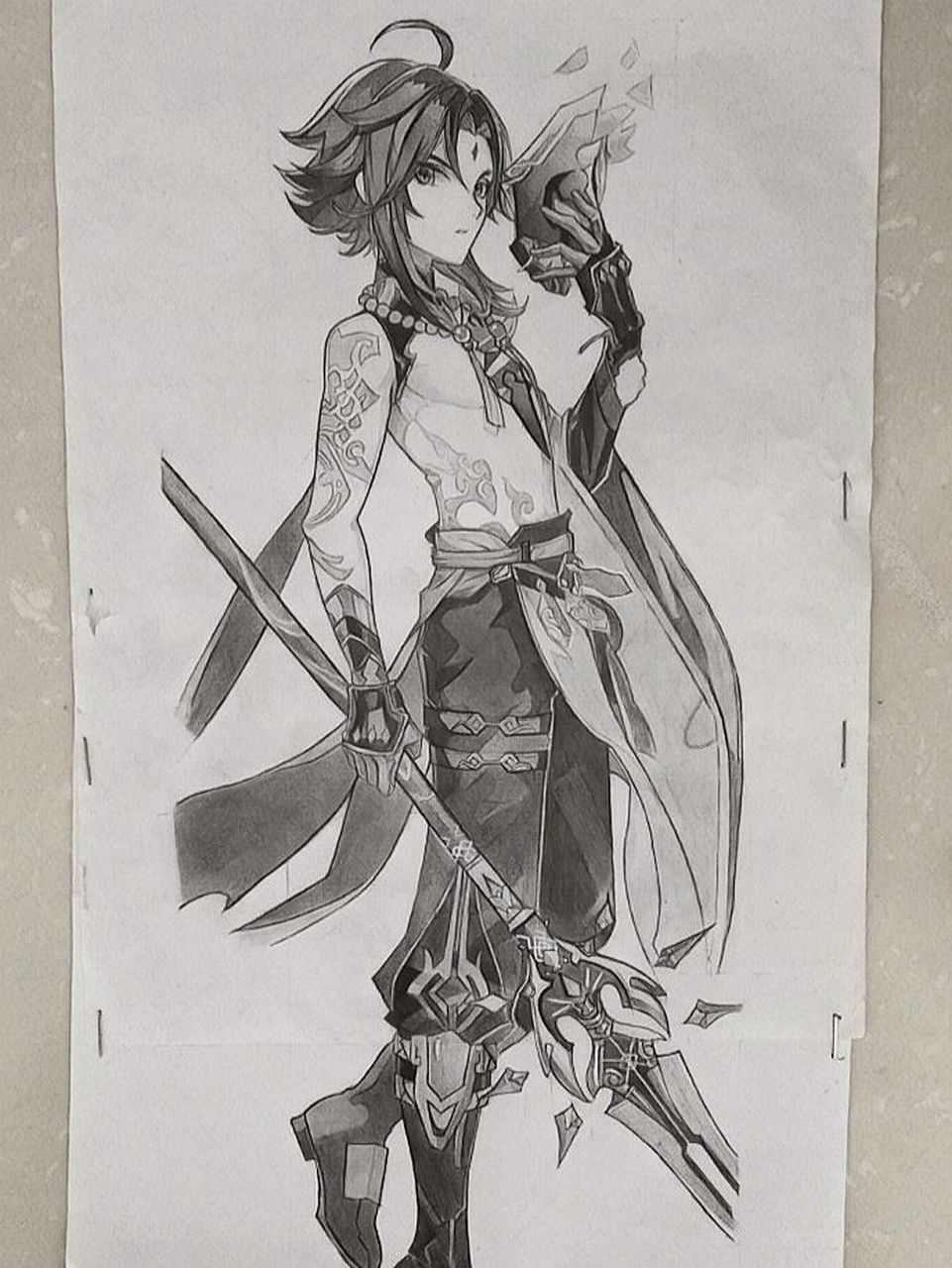 自动铅手绘魈(附过程) 降魔大圣太帅了!