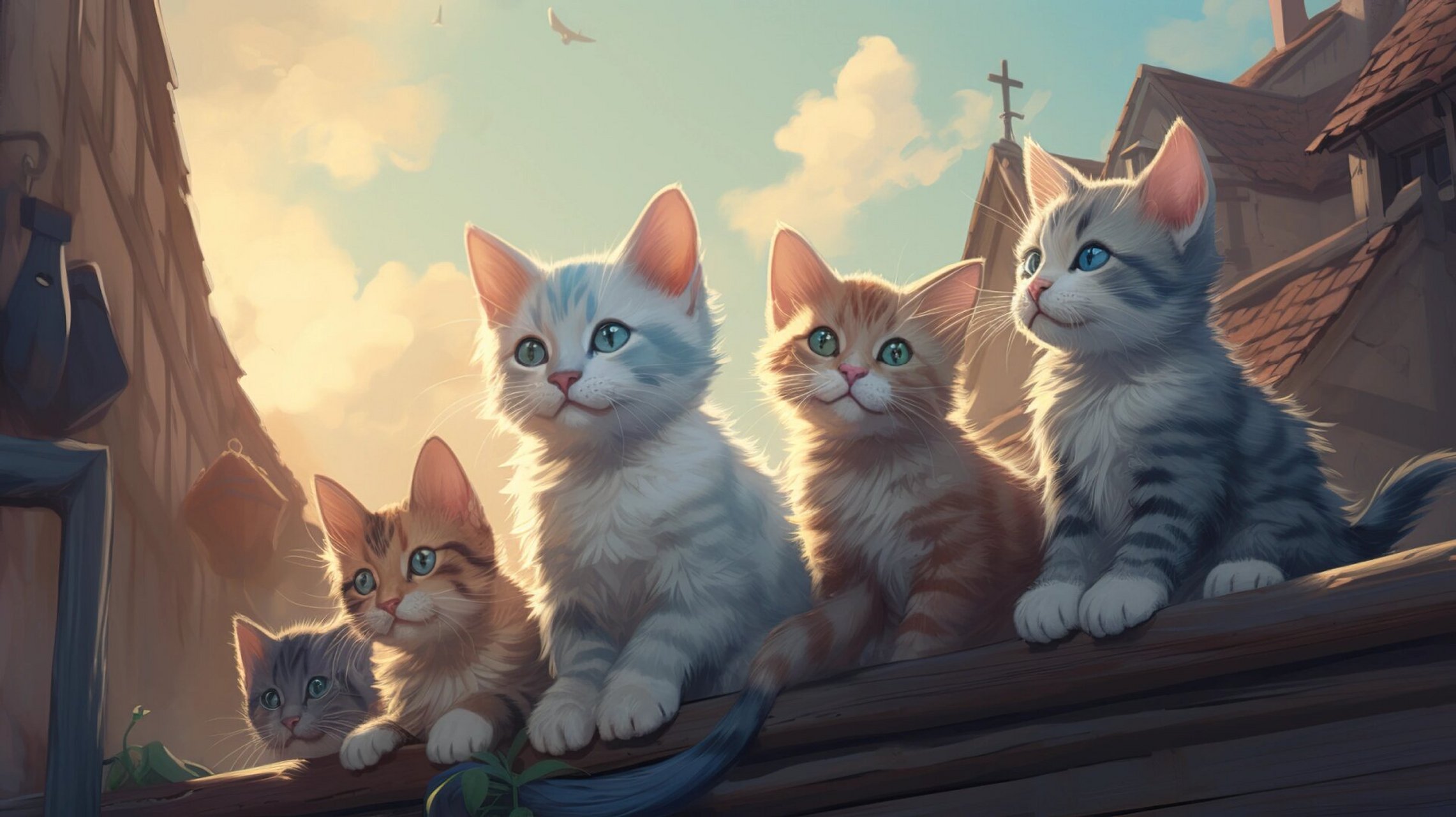 横屏壁纸|房檐上的小猫 #会动的春天# #ipad壁纸# #平板壁纸# #壁纸