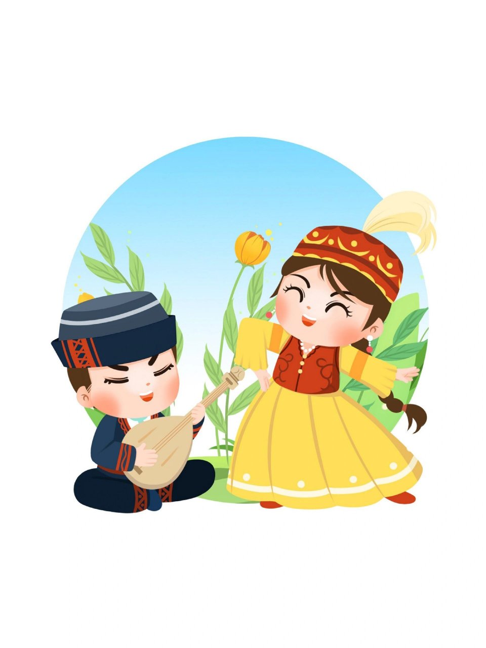 简笔画‖56民族传统服饰手绘人物插画② 969996999799