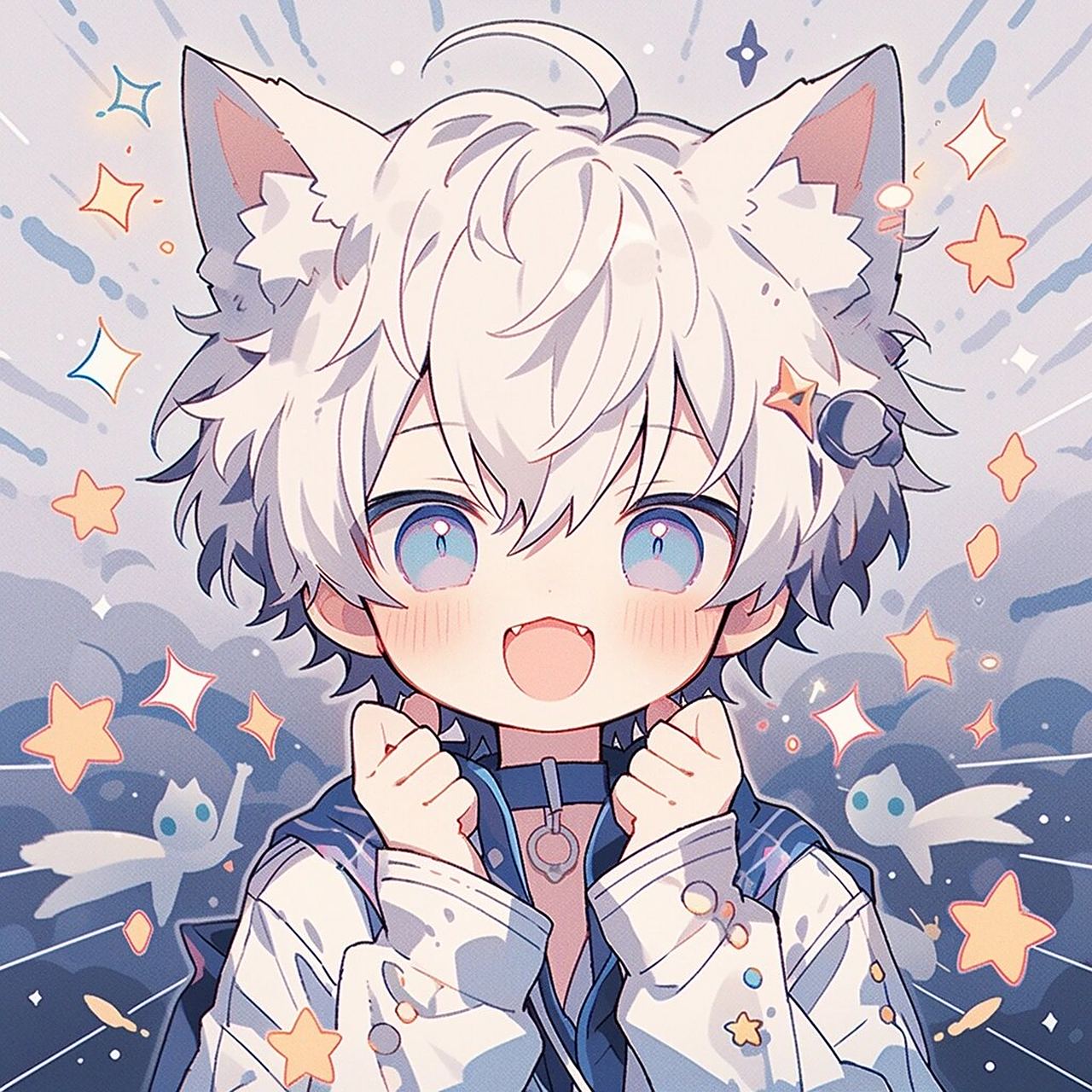 主 图片头像均由midjourney77后期修复完成~ 今天是白色系的可爱男