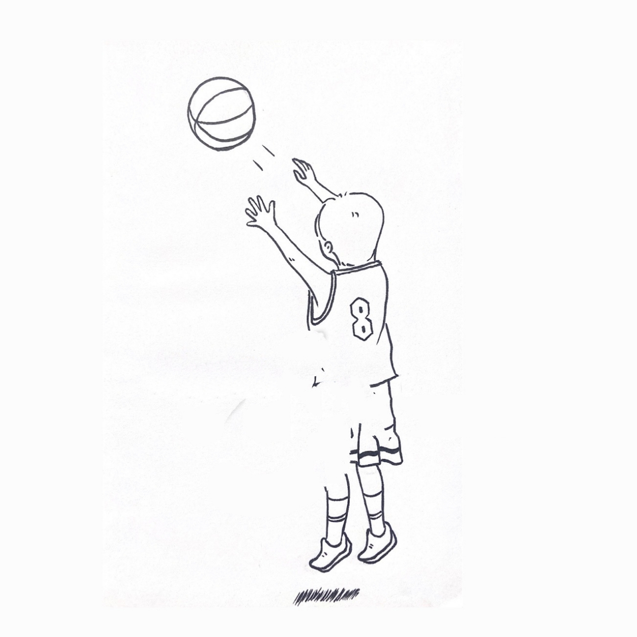 素描打篮球跳投（篮球投篮手型图解）《素描投篮动作》