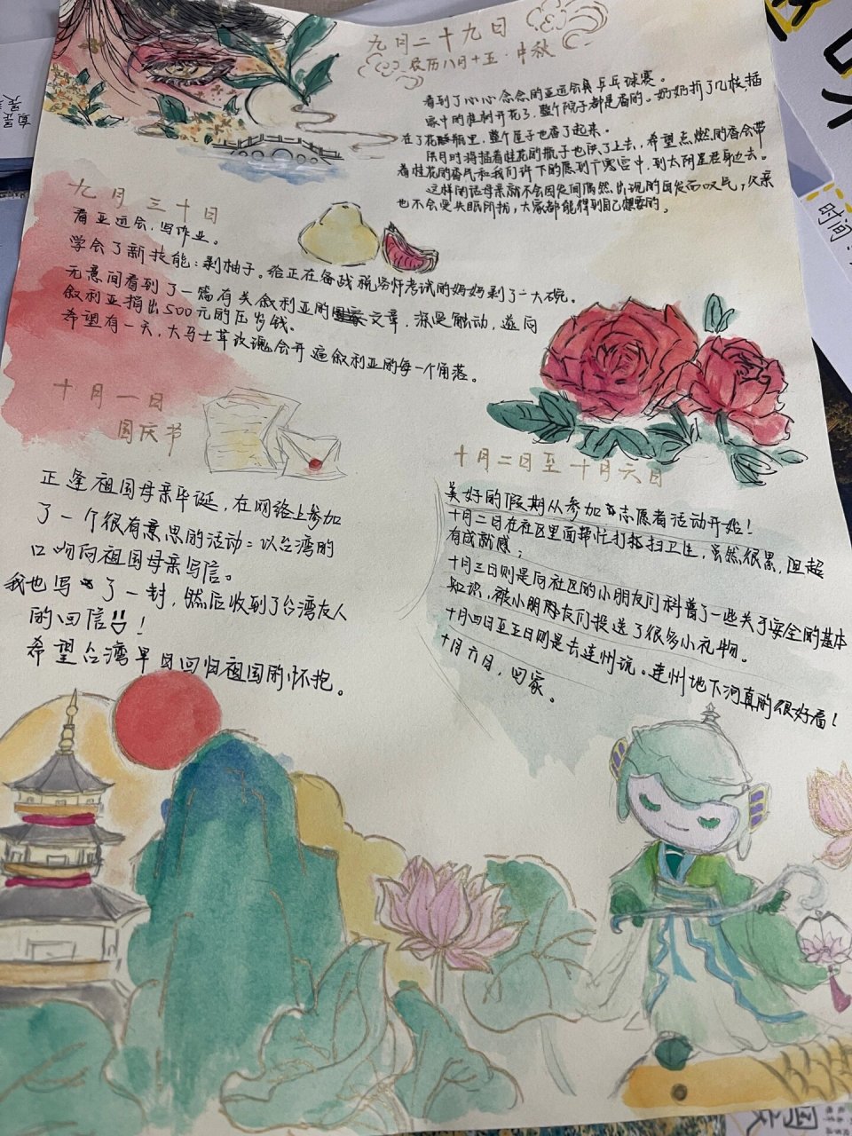 中秋国庆8天假期 其中布置了一项作业是 制作一份简报 可手绘可剪贴