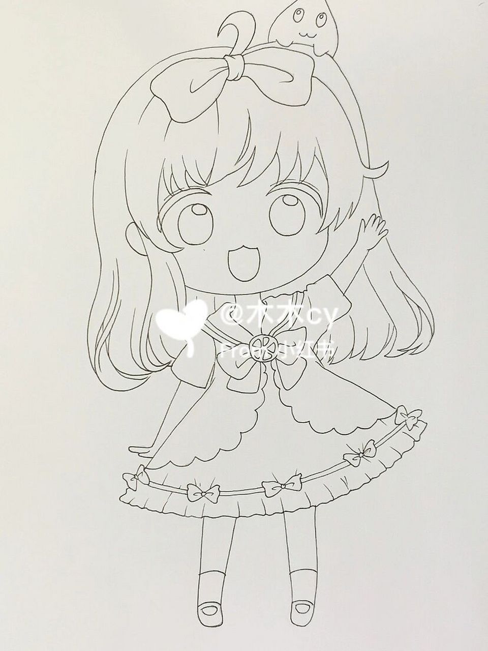 动漫人物 | q版 临摹  樱花勾线笔,樱花高光笔, 马克笔     touch