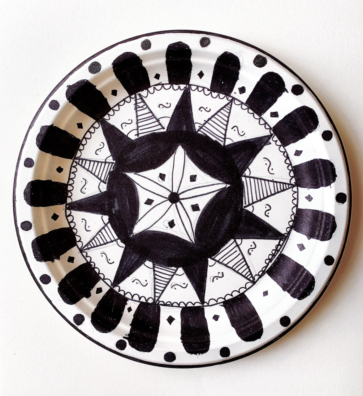 纸盘子线描画,创意儿童画(小学生作品)