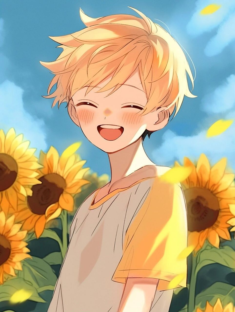 向日葵头像|治愈系|男生|情侣 向日葵花语:入目无他人,四下皆是你