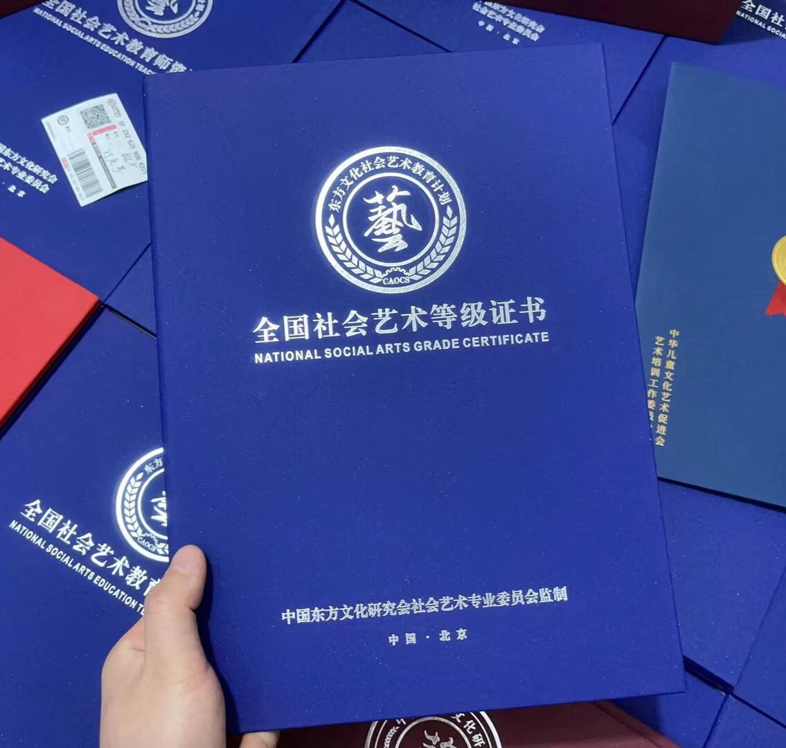 社会艺术等级测评证书蓝色好看实用考级证