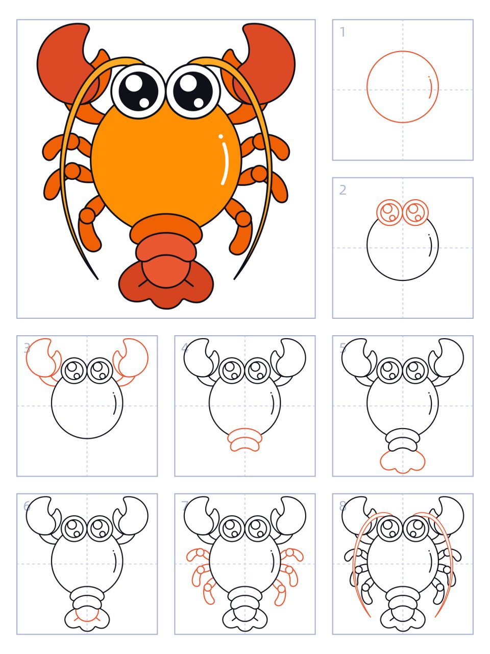 简笔画29期|龙虾02