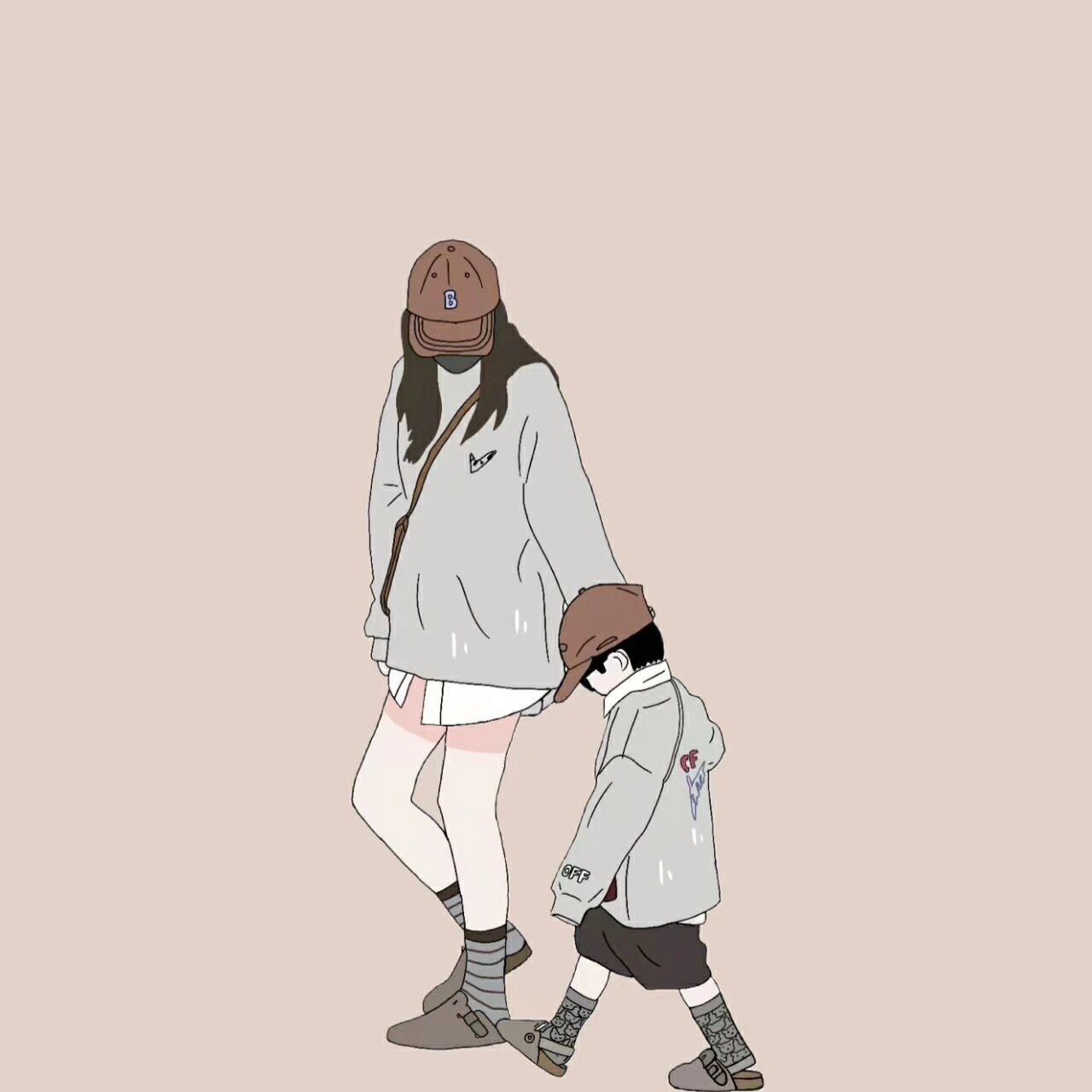 原创手绘亲子头像母女母子三人头像无水印 现在的人太搞笑了,生一个