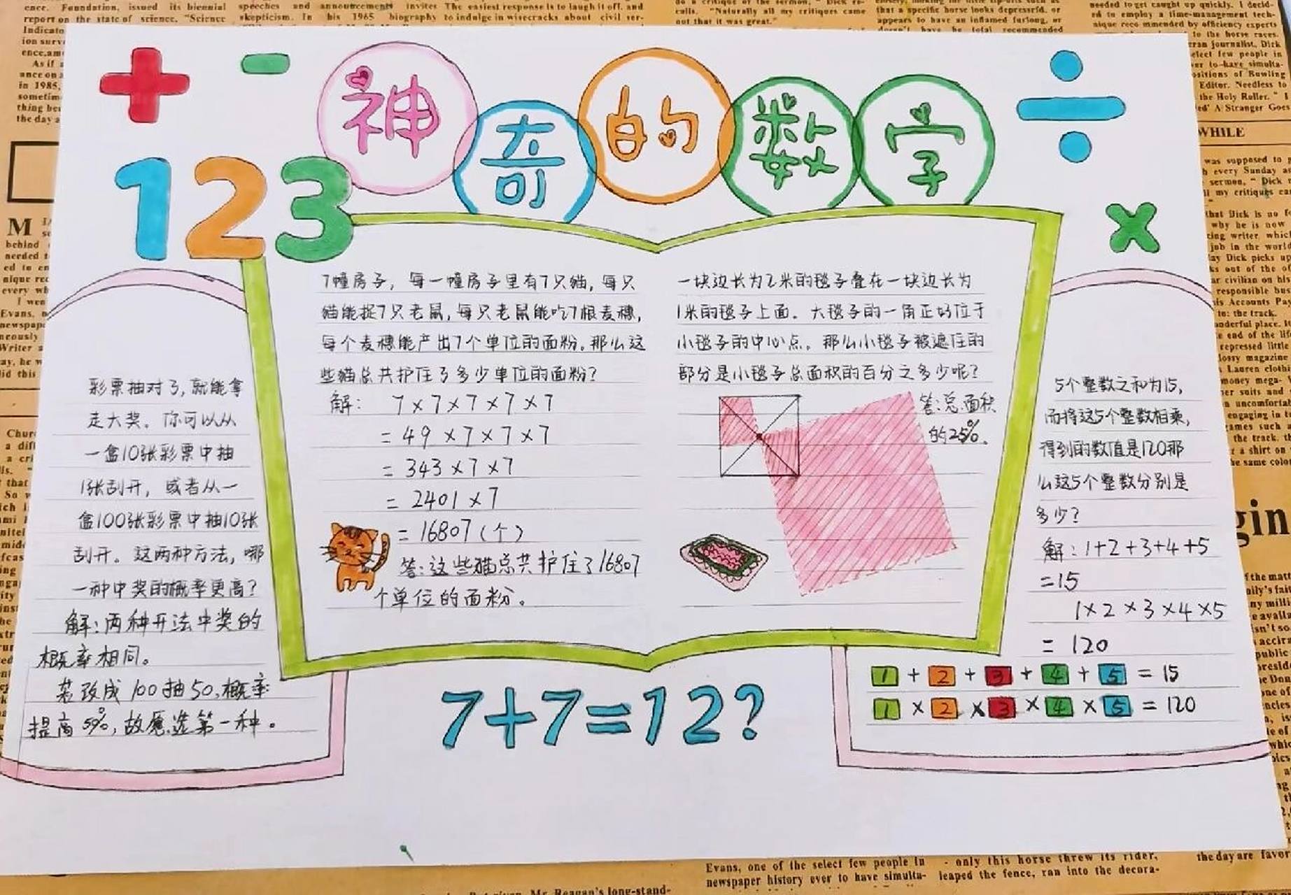 五年级数学手抄报模板～神奇的数字