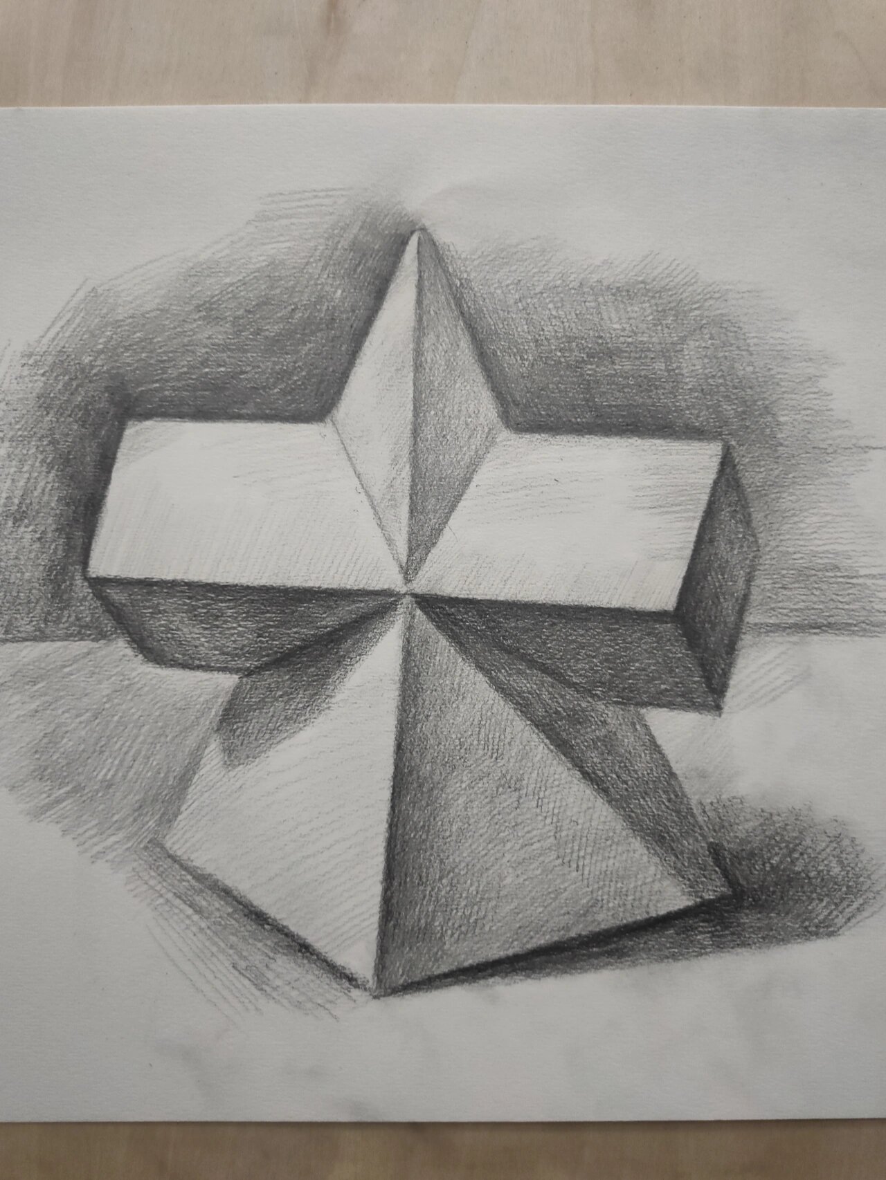 新手小白到底怎么画棱锥棱柱穿插体?(过程)
