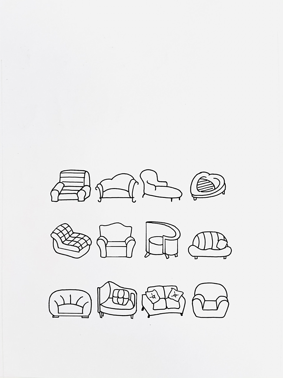 【简笔画】沙发0915 分享一组沙发0915简笔画 大家还喜欢什么