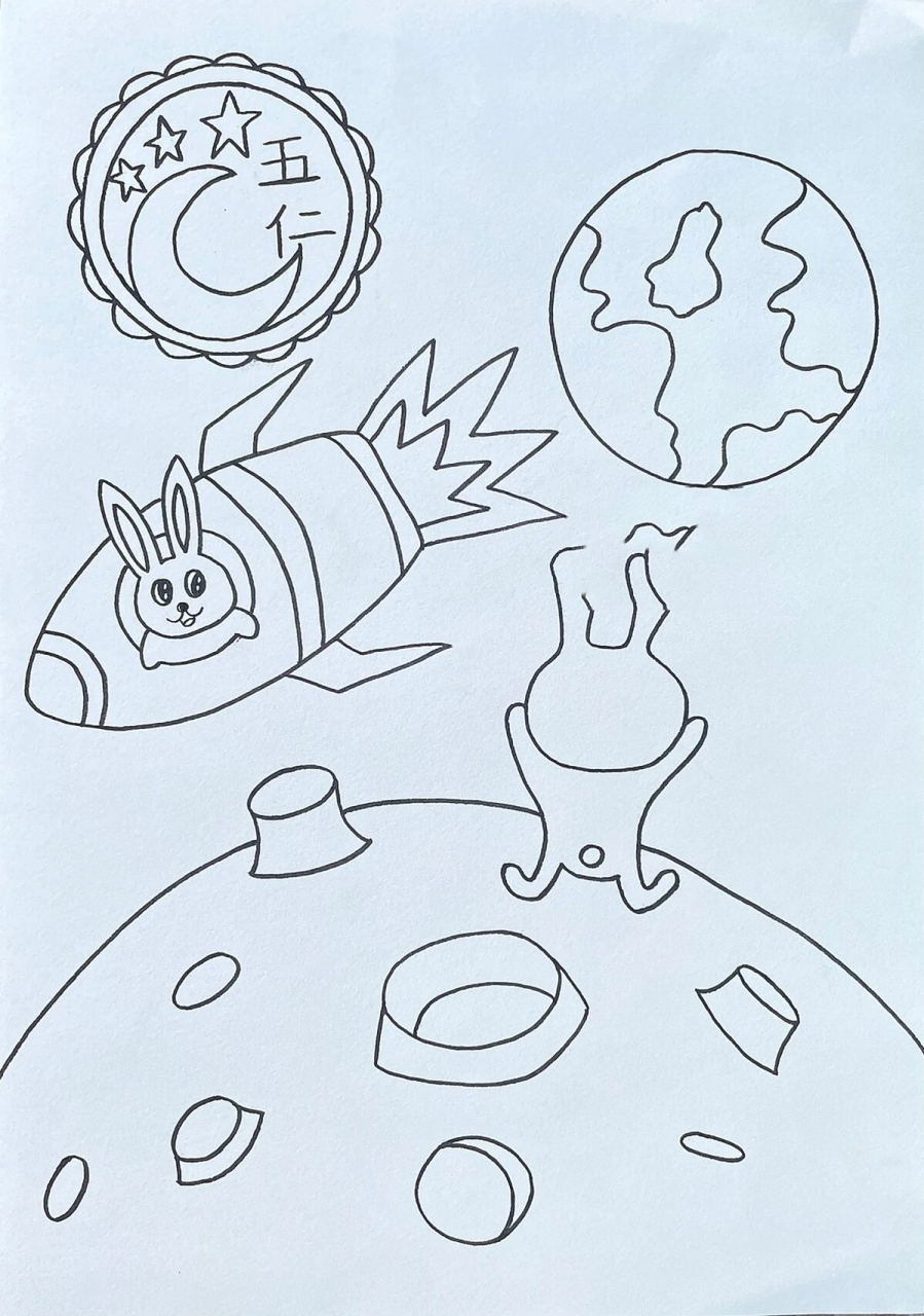儿童画|马克笔画|登陆月球