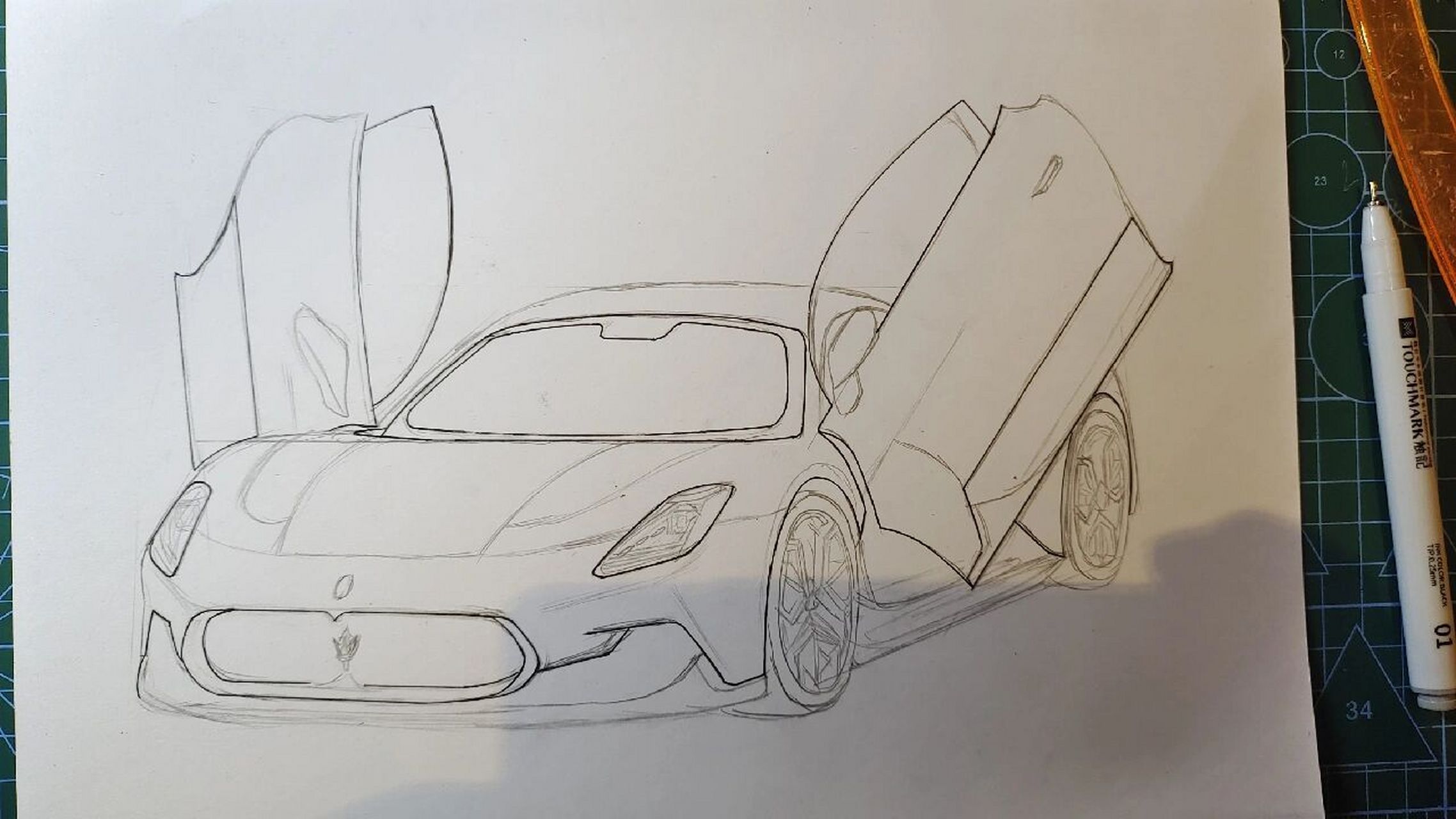 手绘玛莎拉蒂mc20 3.0t v6 双涡轮增压 maserati mc20 67海神之戟