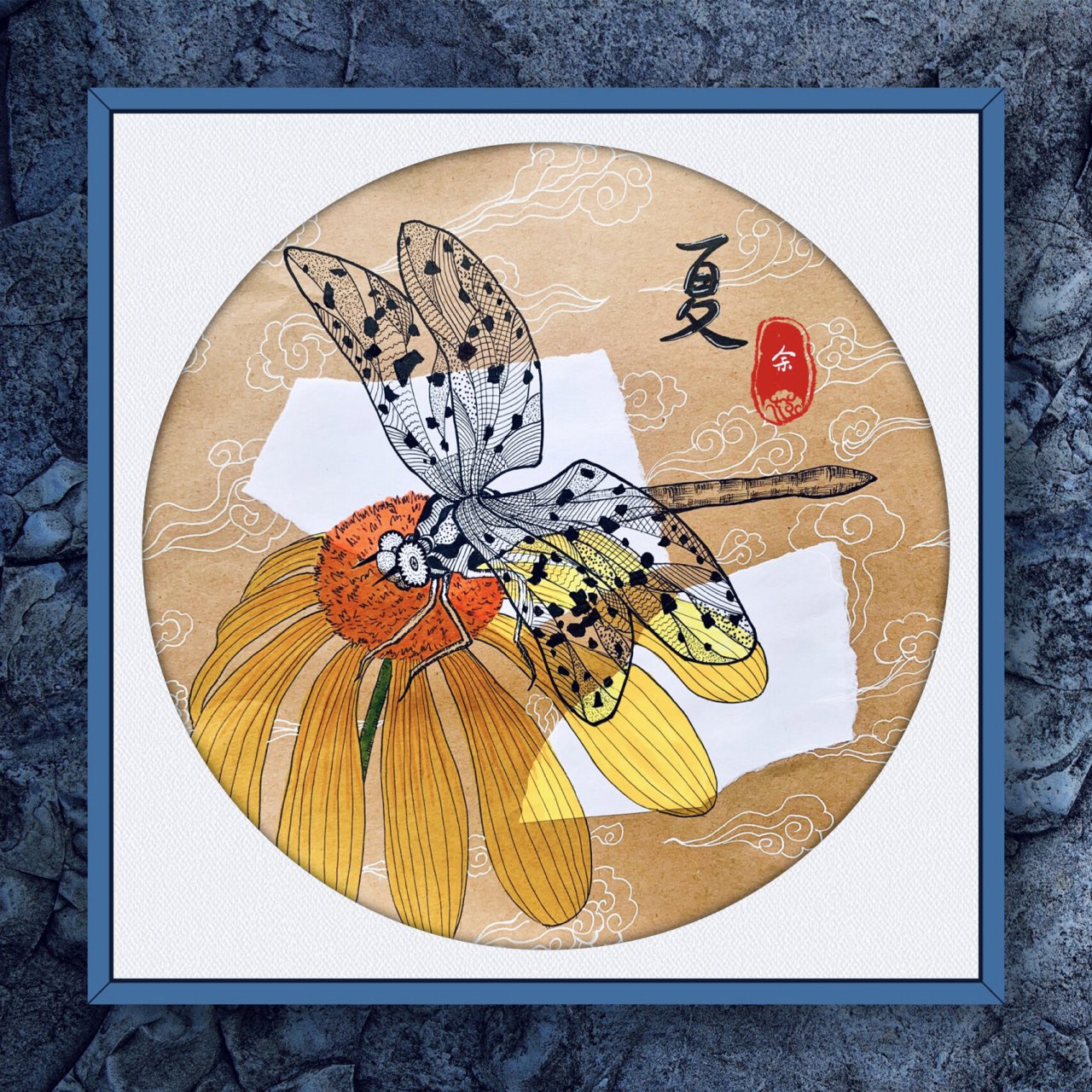 蜻蜓线描 范画 (1-3年级)零基础学生作品 1.