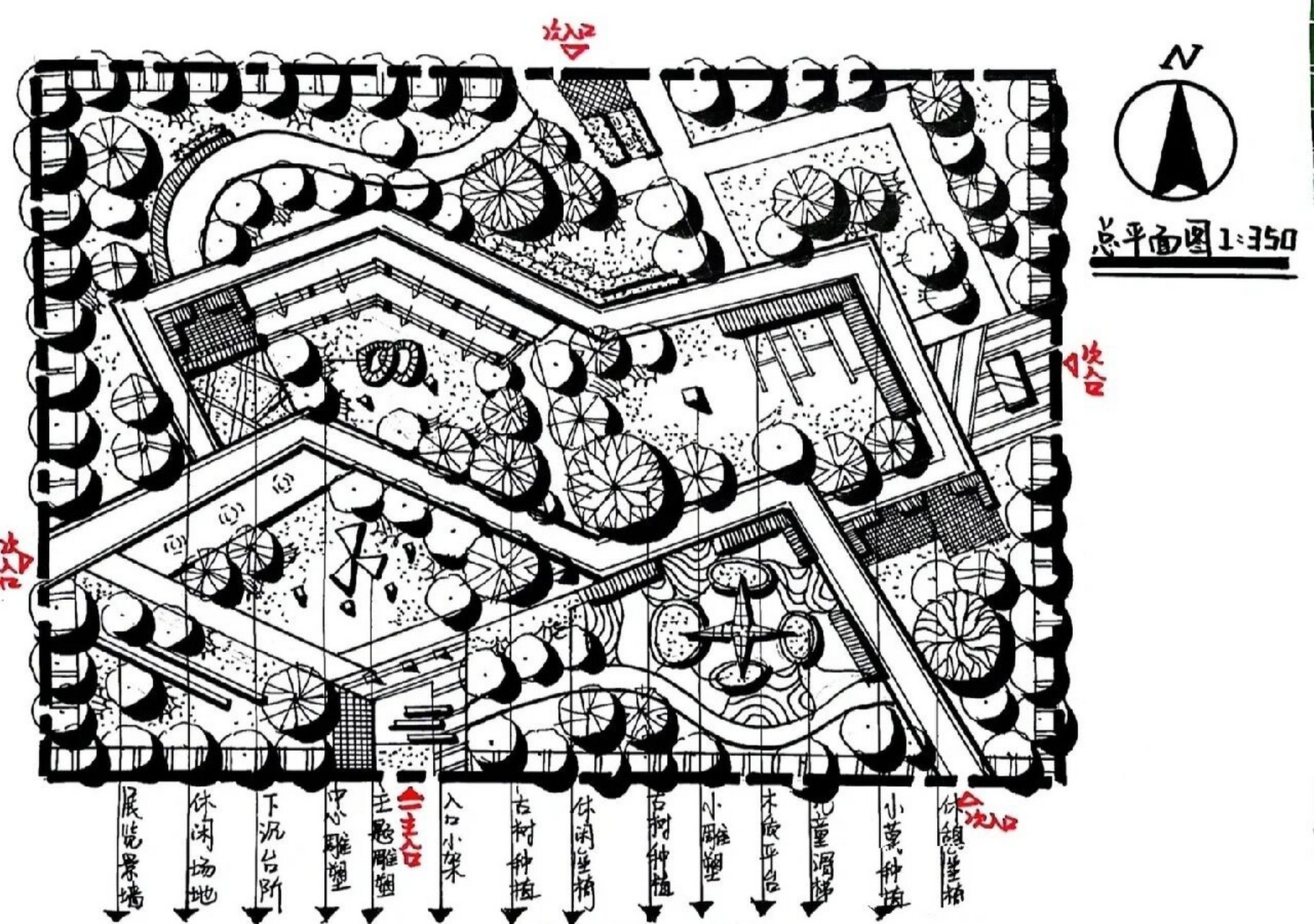 直线景观平面图图片