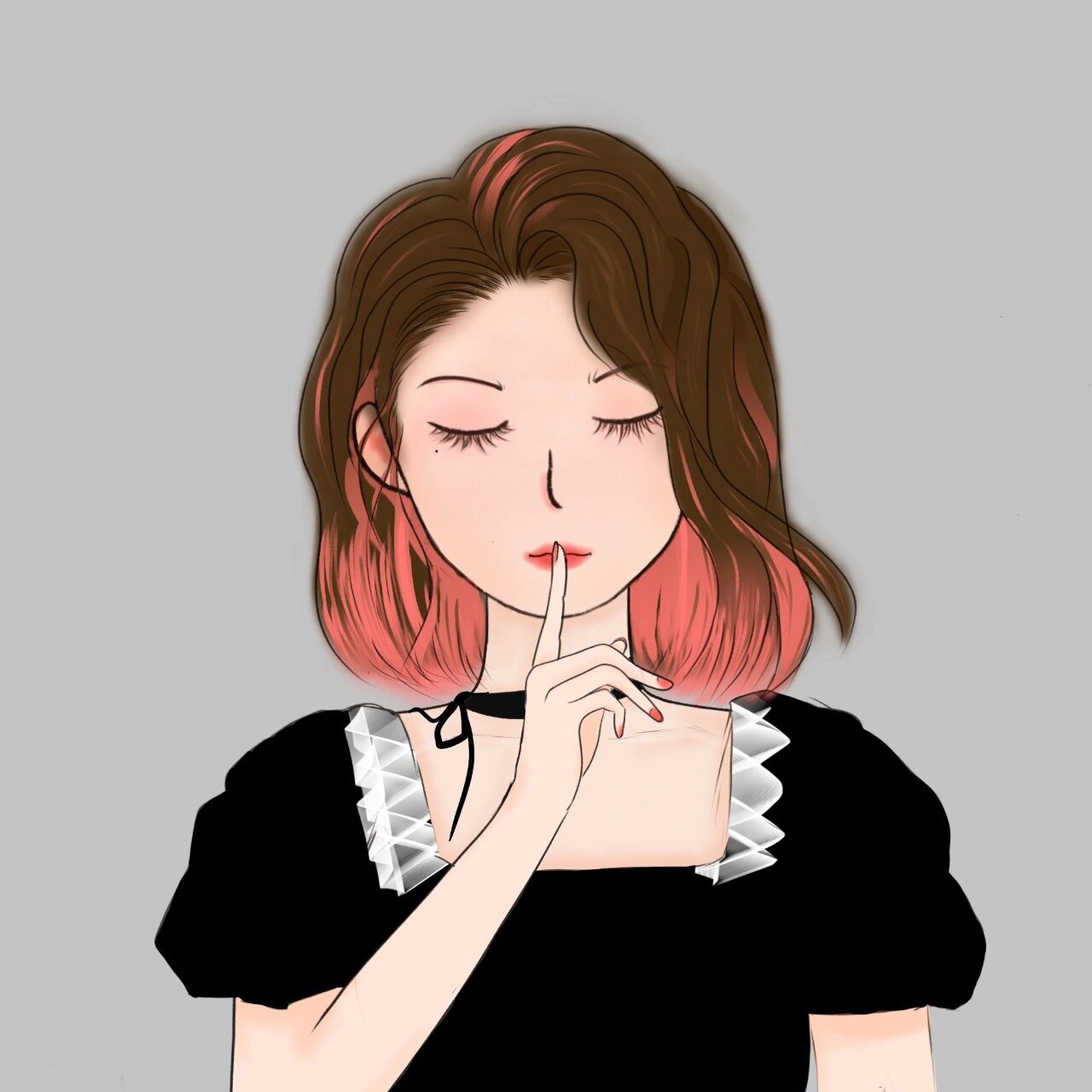 插画头像 闭眼系列(4) 再来一张