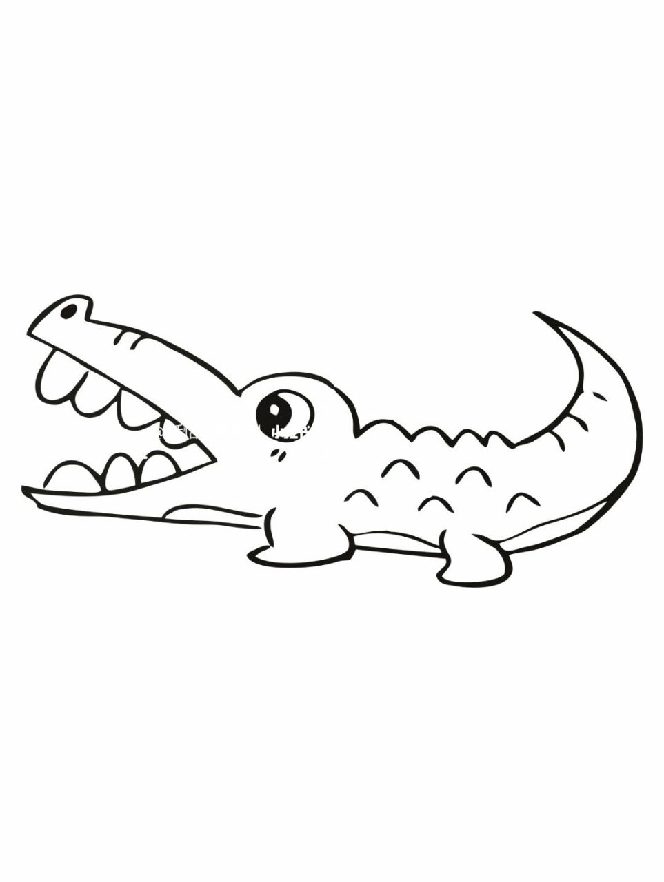 鳄鱼简笔画,直接打印涂色素材 鳄鱼是一种变温动物,卵生动物.