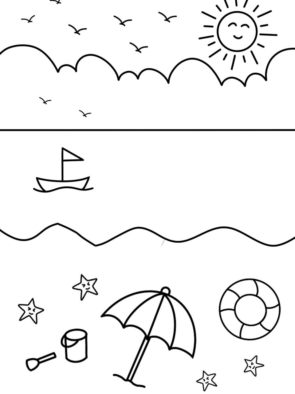 夏天主题画沙滩9215创意画儿童画 简笔画 #创意美术儿童画# #儿童