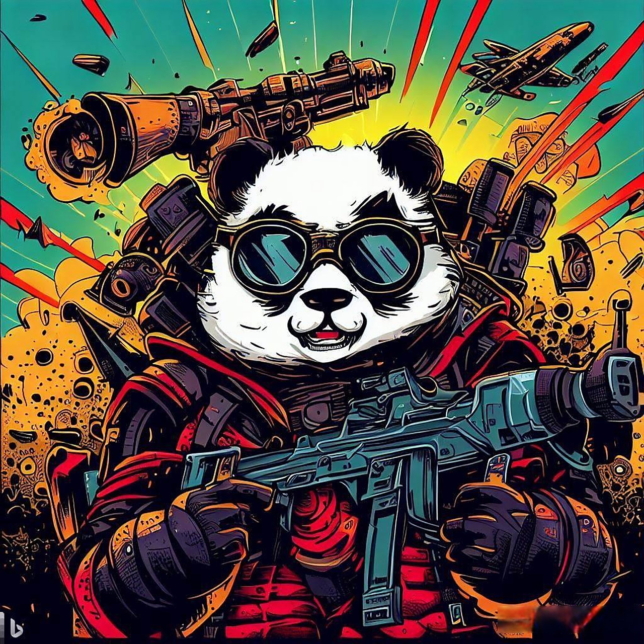 ai绘画生成新年专属头像 看看今天的关键词,熊猫战甲朋克造型渠黄先生