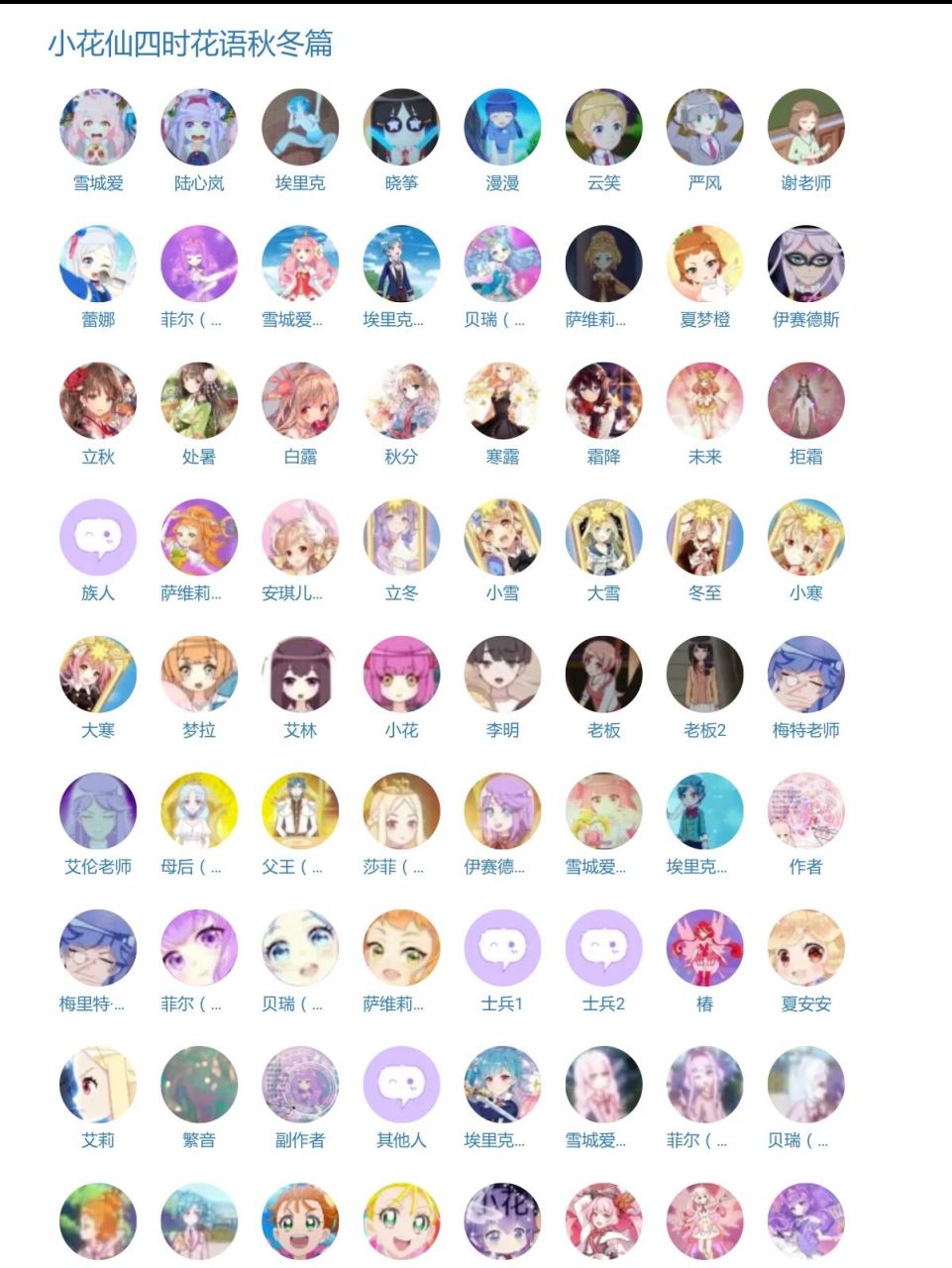 小花仙秋季篇人物介绍表