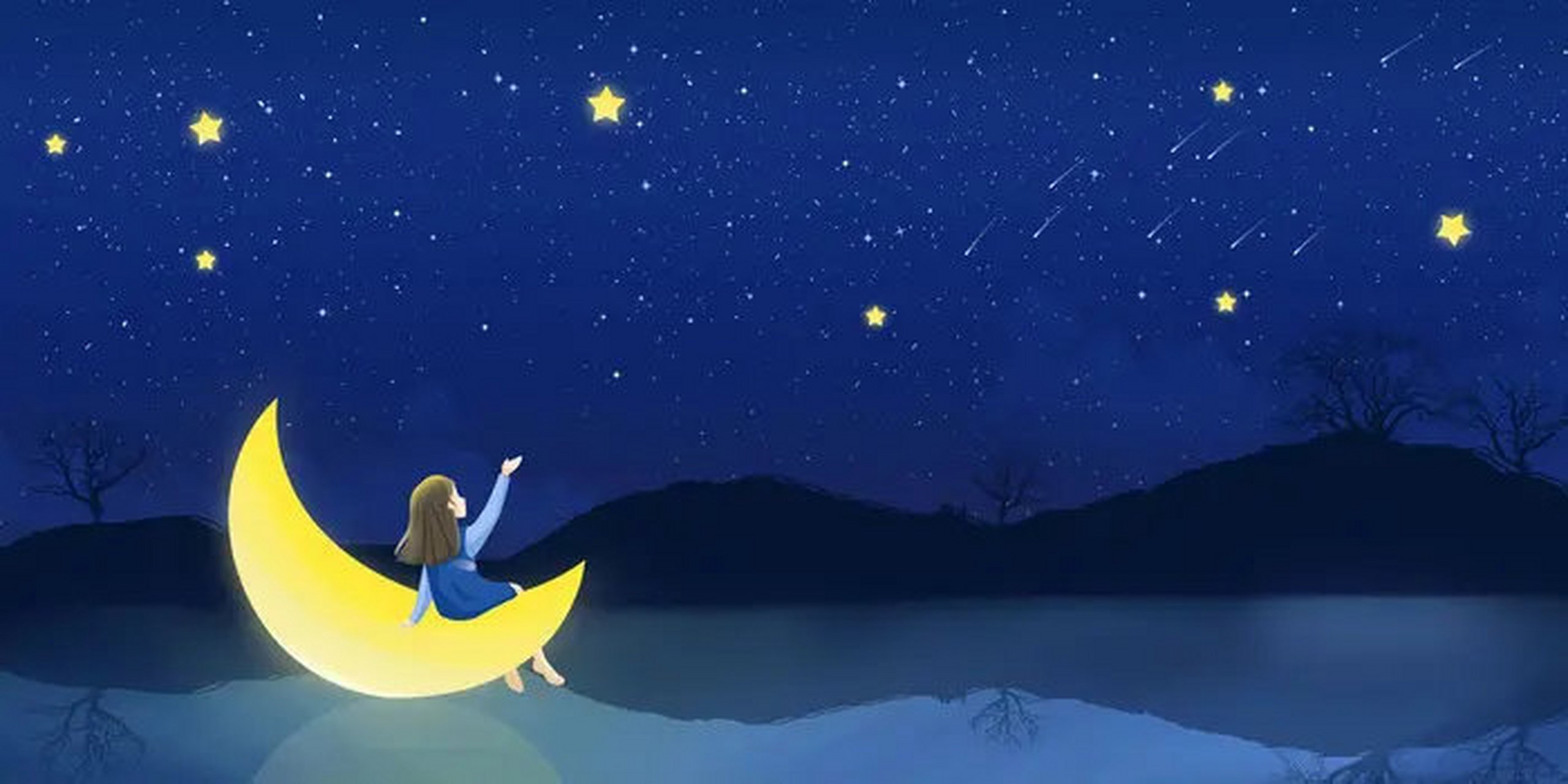 上帝为了补偿白天的诸事烦恼,所以给了我们夜晚的星月和睡眠,晚安
