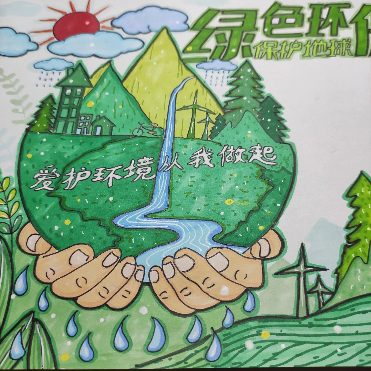 绿色地球素描图片图片