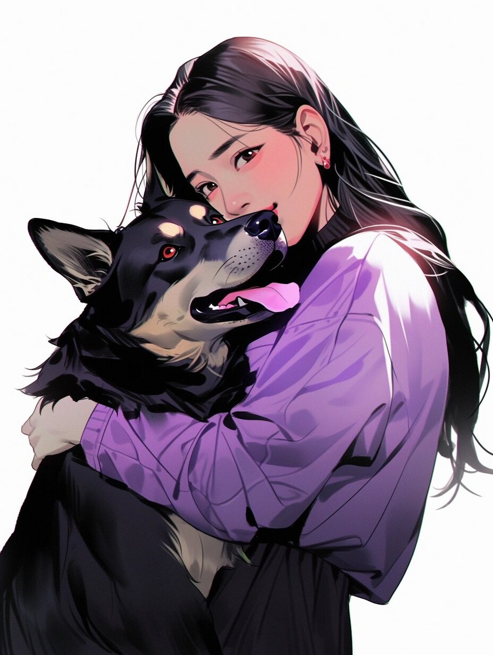 头像 | 和狼犬崽崽的合影(女生) 紫色很飒